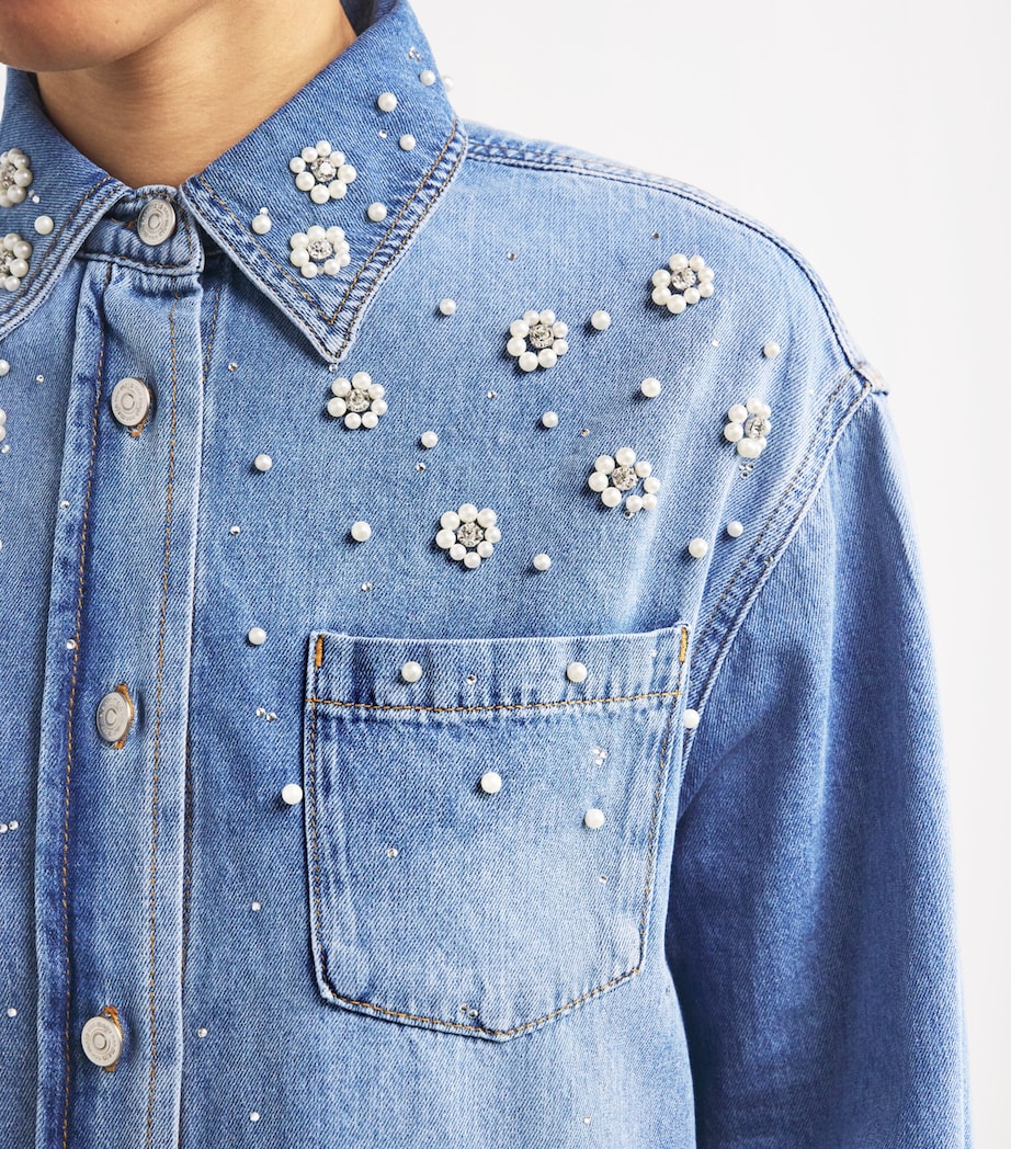 Beaded Denim Shirt BLUE Image 6