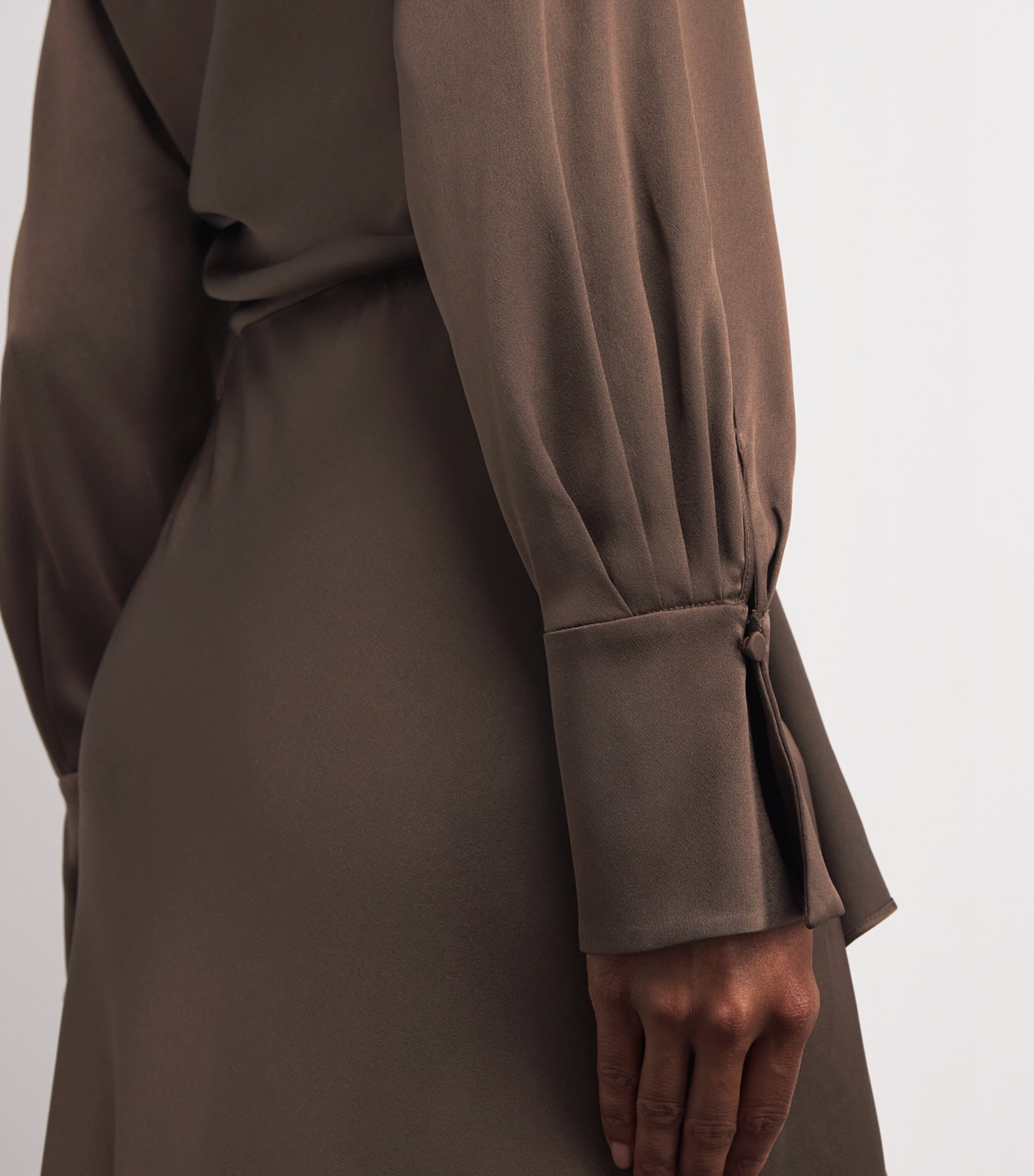 Satin Draped Talita Midi Dress COCOA Image 4