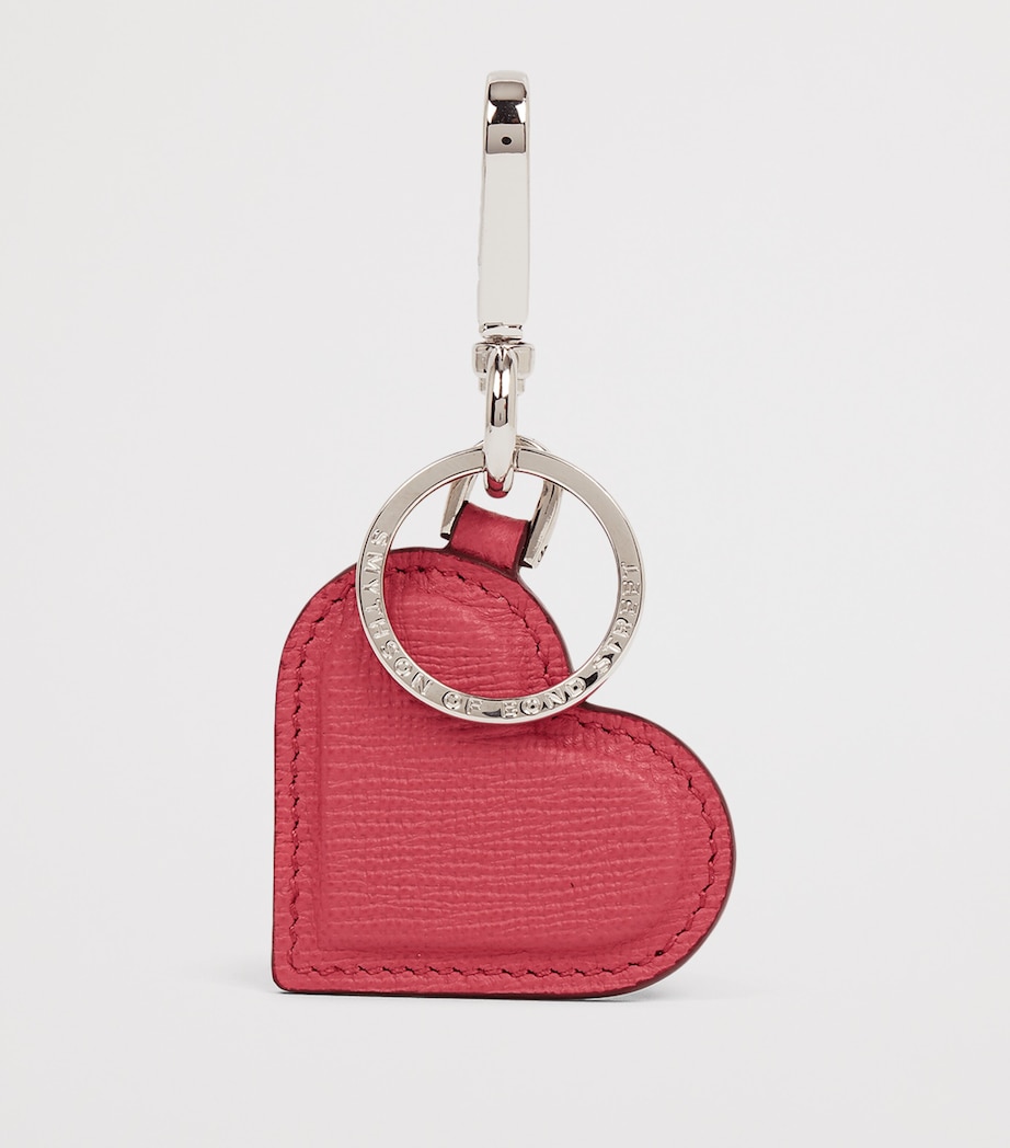 Panama Leather Heart Keyring RASPBERRY Image 2
