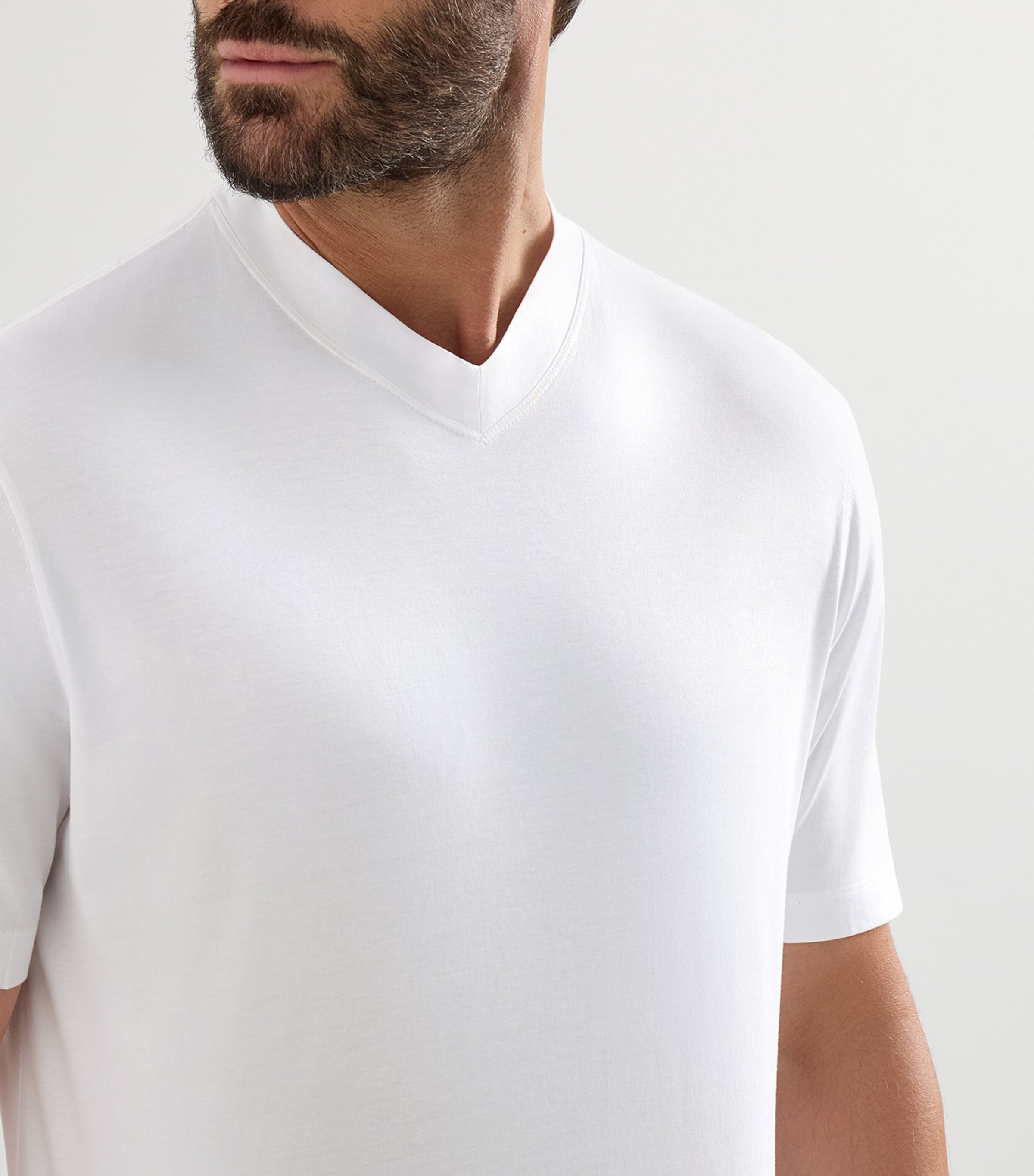 Brunello Cucinelli White Cotton V-Neck T-Shirt | Harrods AU