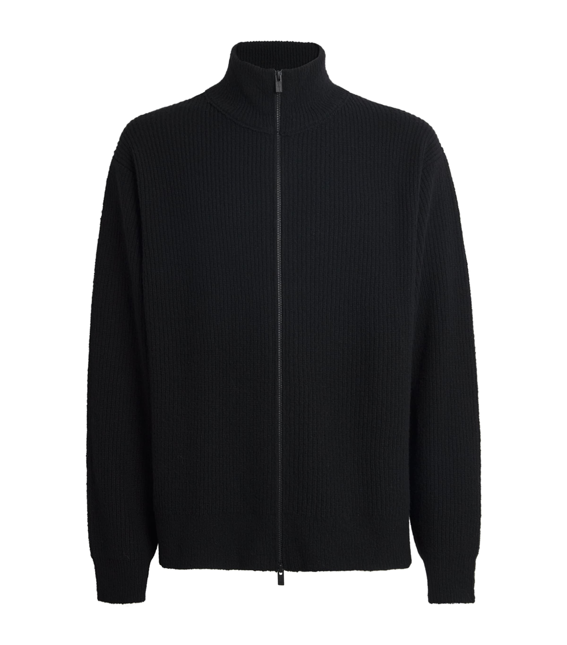 Yohji Yamamoto Funnel-neck Wool-blend Cardigan In Black