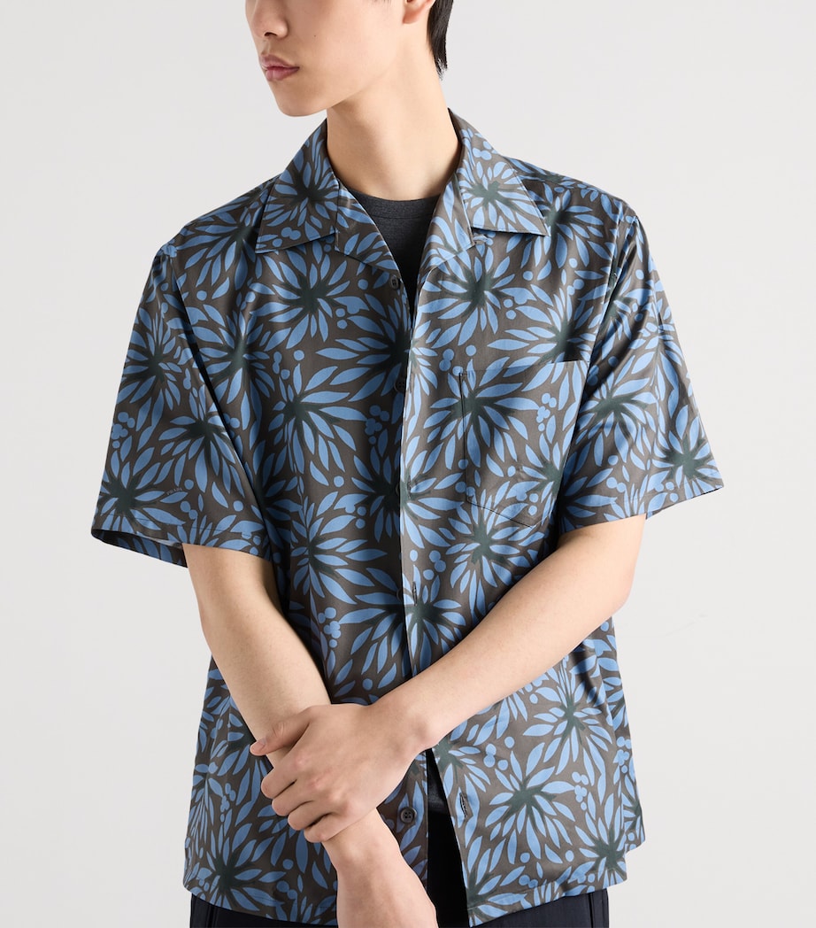 Prada Mens Cotton-Silk Bowling Shirt Grey Image 4