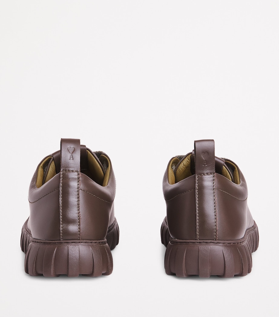 AMI Paris Leather Tempo Sneakers Olive Image 4