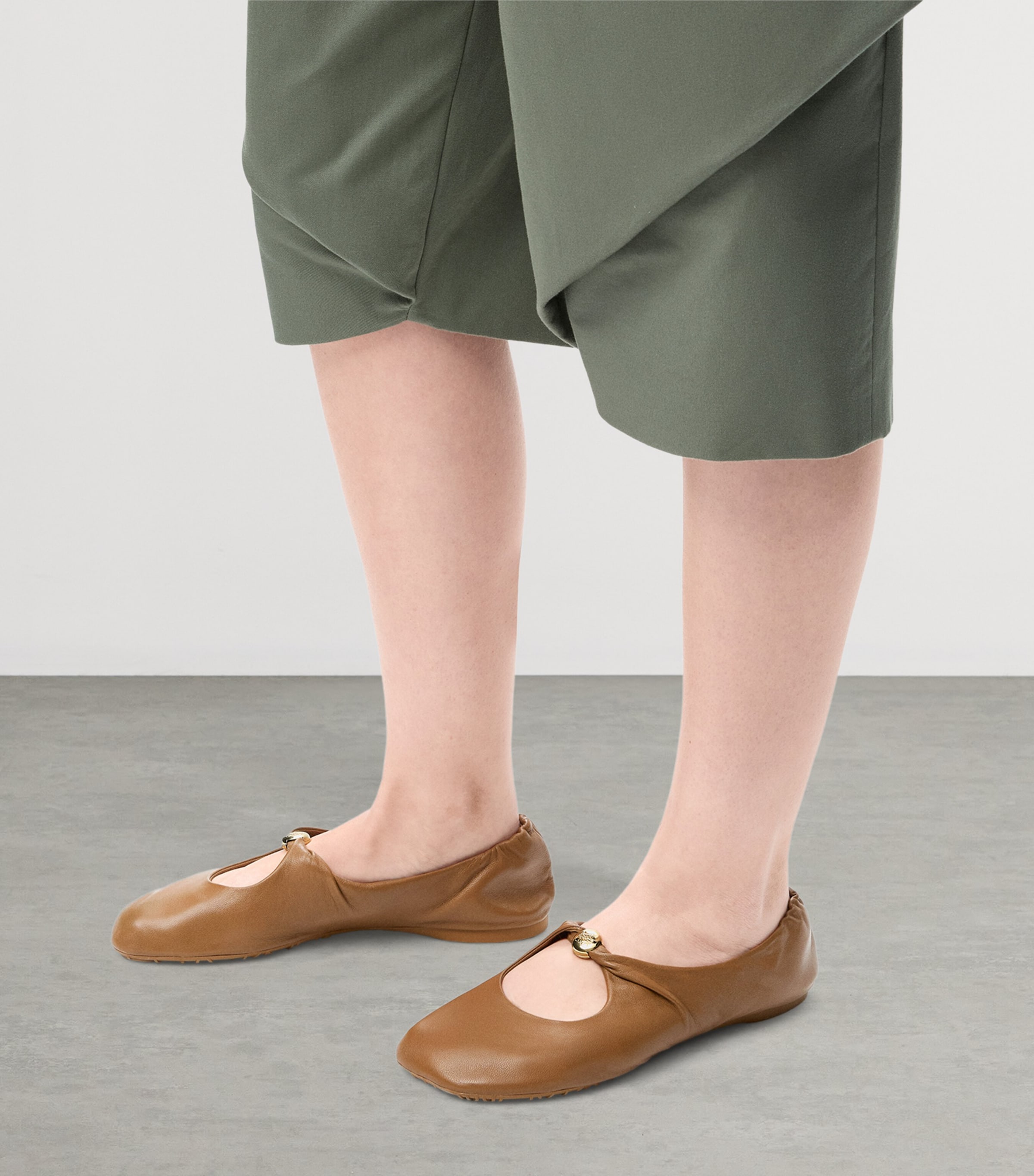 LOEWE Brown Nappa Leather Pebble Soft Ballet Flats | Harrods CL