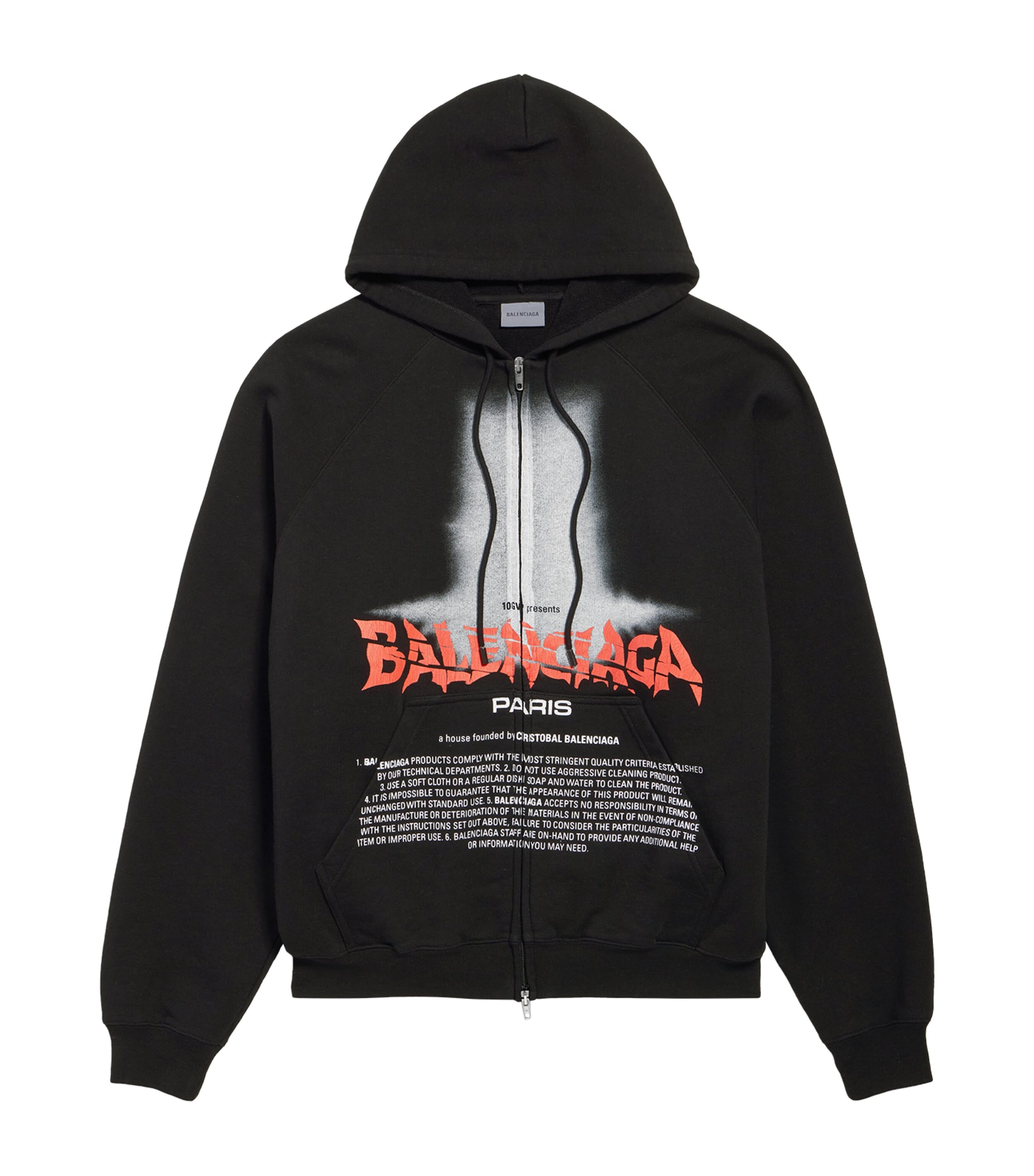 Balenciaga Mens Cotton Graphic Print Hoodie Image 1