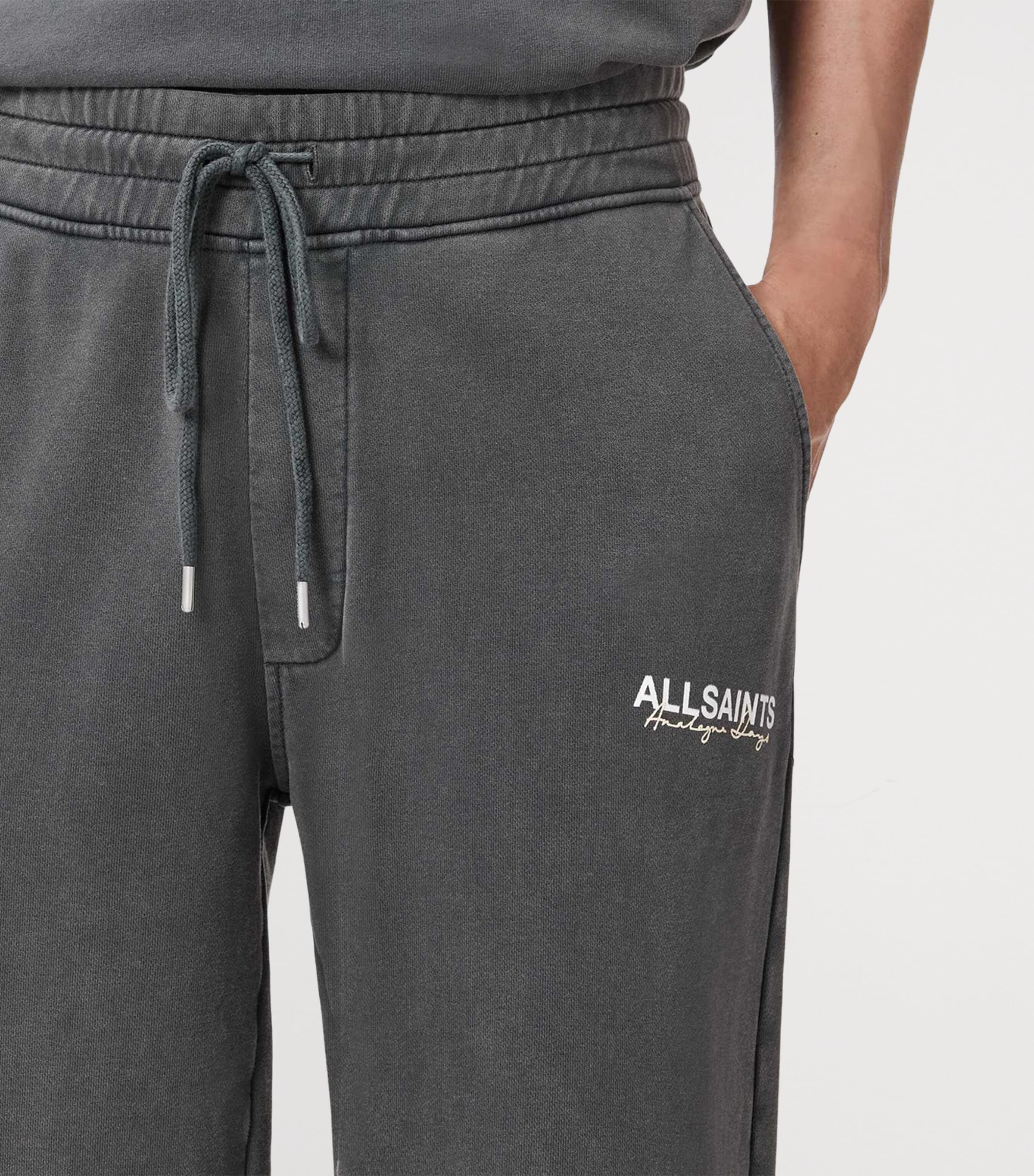 AllSaints Mens Organic Cotton Emblem Sweatpants Washed Black Image 5