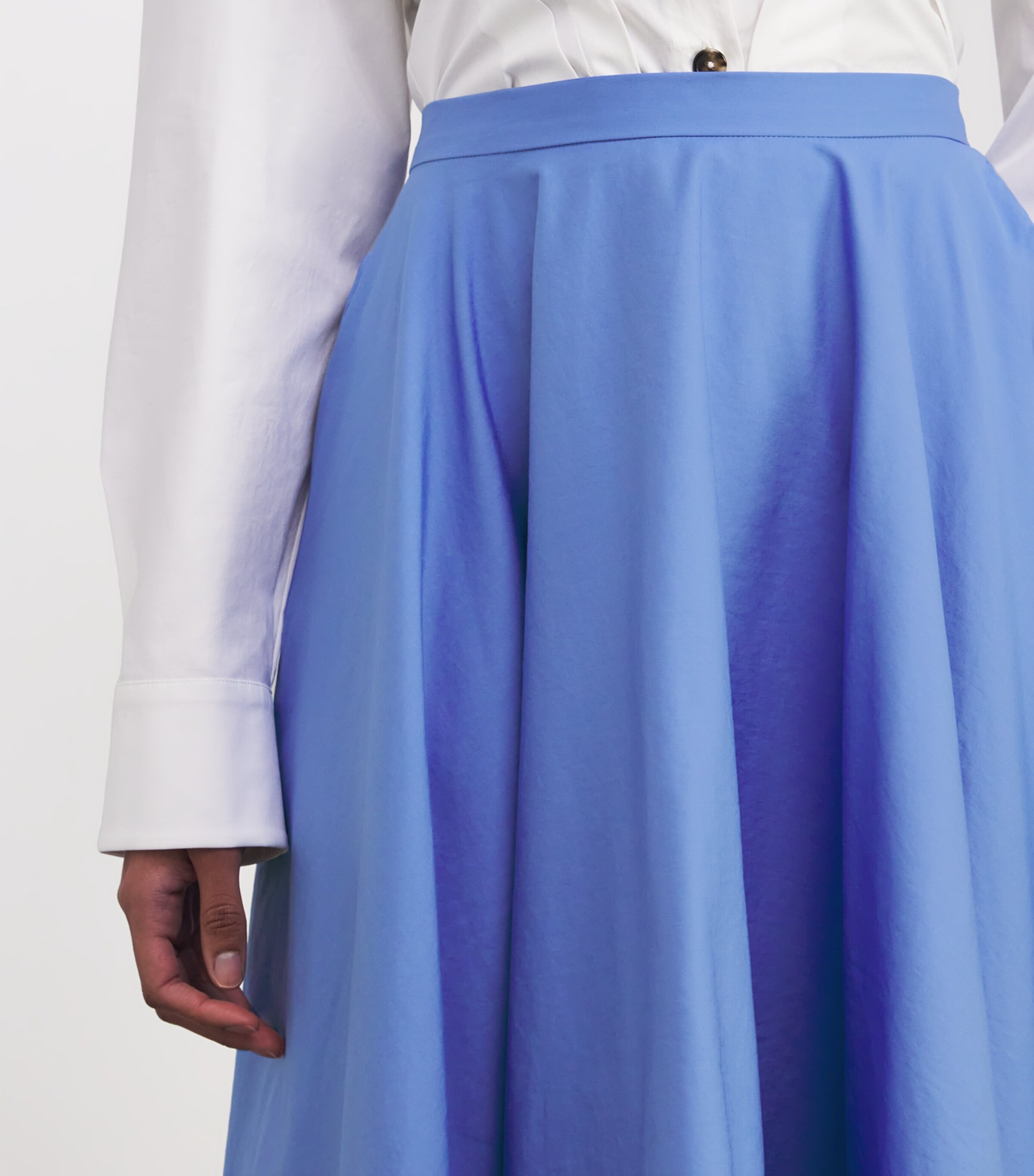 Palmer//Harding Blue Cotton-Blend Poplin Enfold Midi Skirt