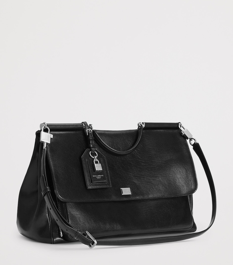 Dolce&Gabbana Leather My Sicily Top-Handle Bag Black Image 4