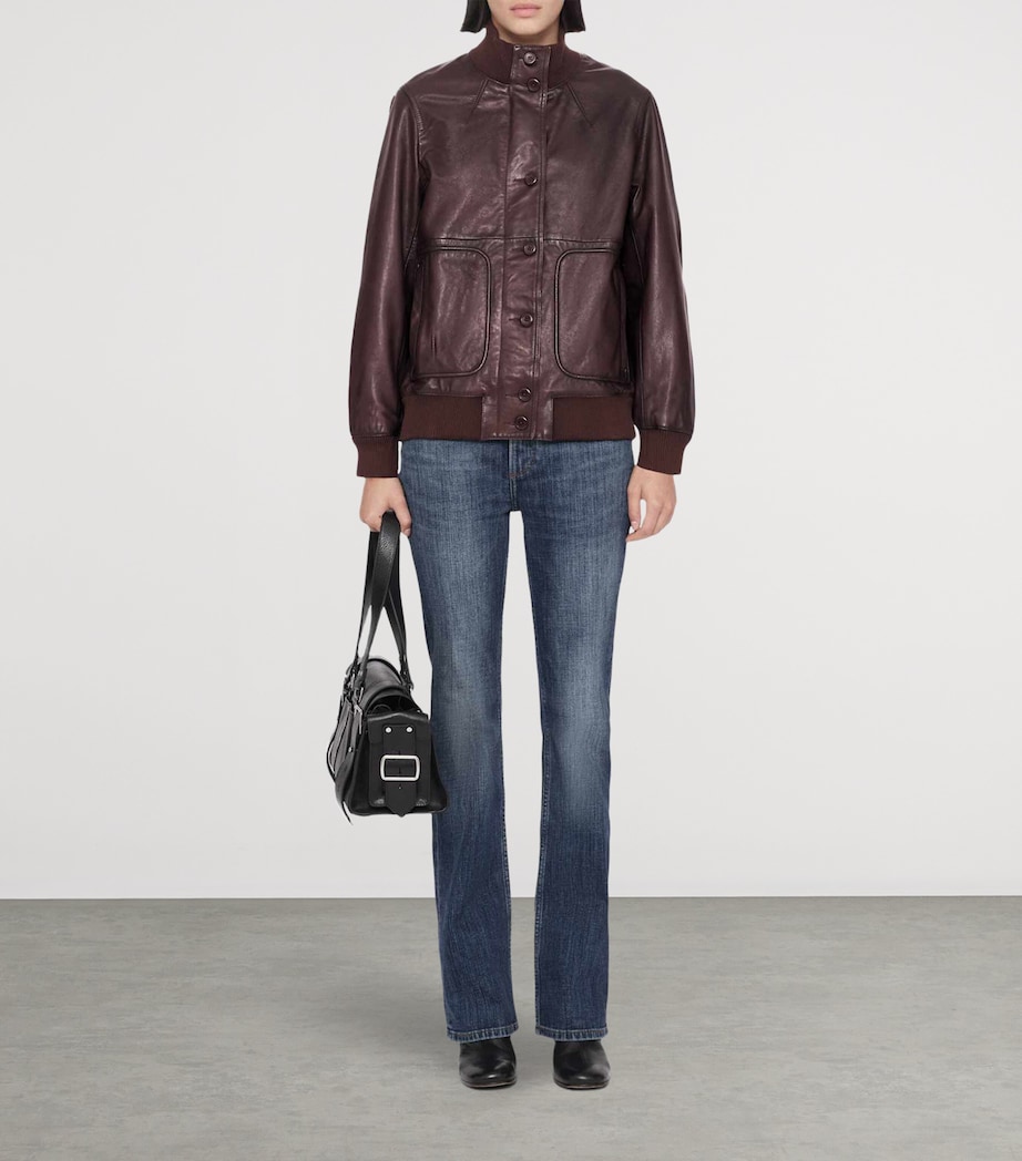 AllSaints Womens Memphis Leather Jacket Oxblood Red Image 2