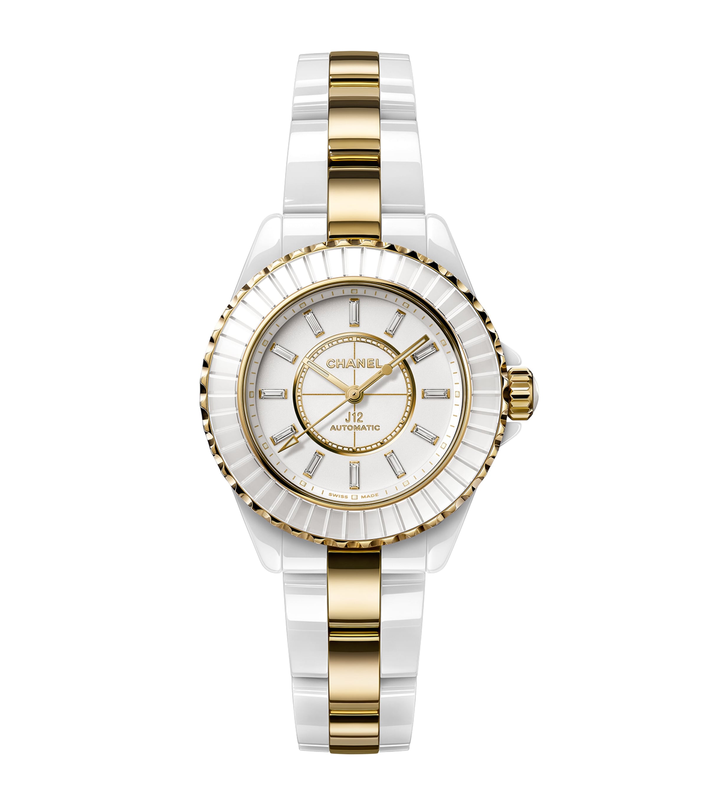 Yellow Gold, Ceramic and Diamond J12 Calibre 12.2 Watch 33mm WHITE Image 1