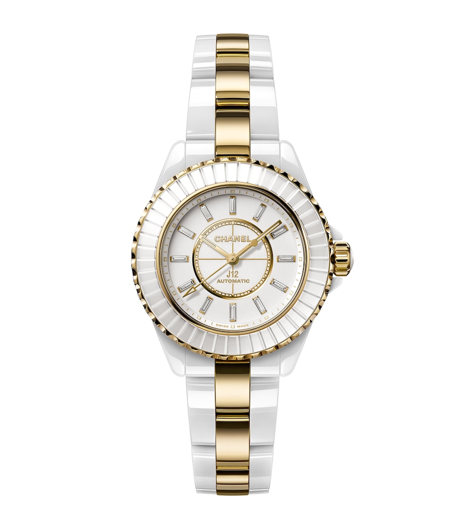 Yellow Gold, Ceramic and Diamond J12 Calibre 12.2 Watch 33mm WHITE Image 1