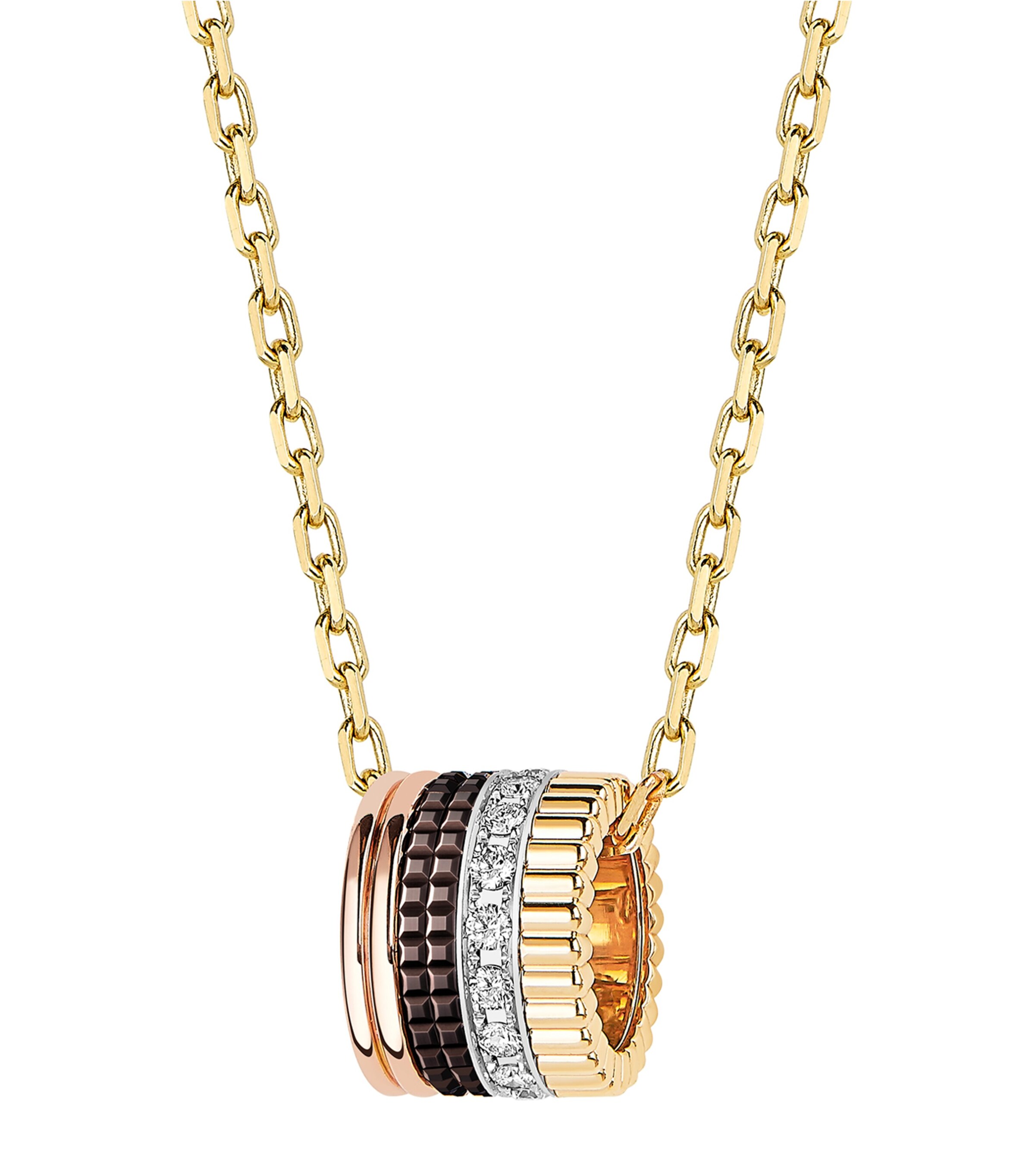 Large Mixed Gold and Diamond Quatre Necklace GOLD Image 2