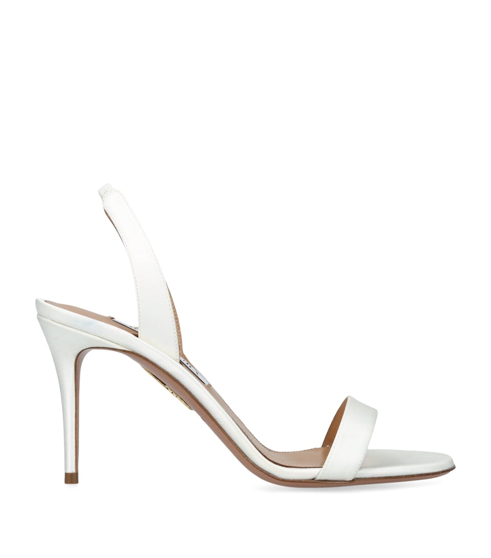 Aquazzura Satin So Nude Slingback Sandals 85 White