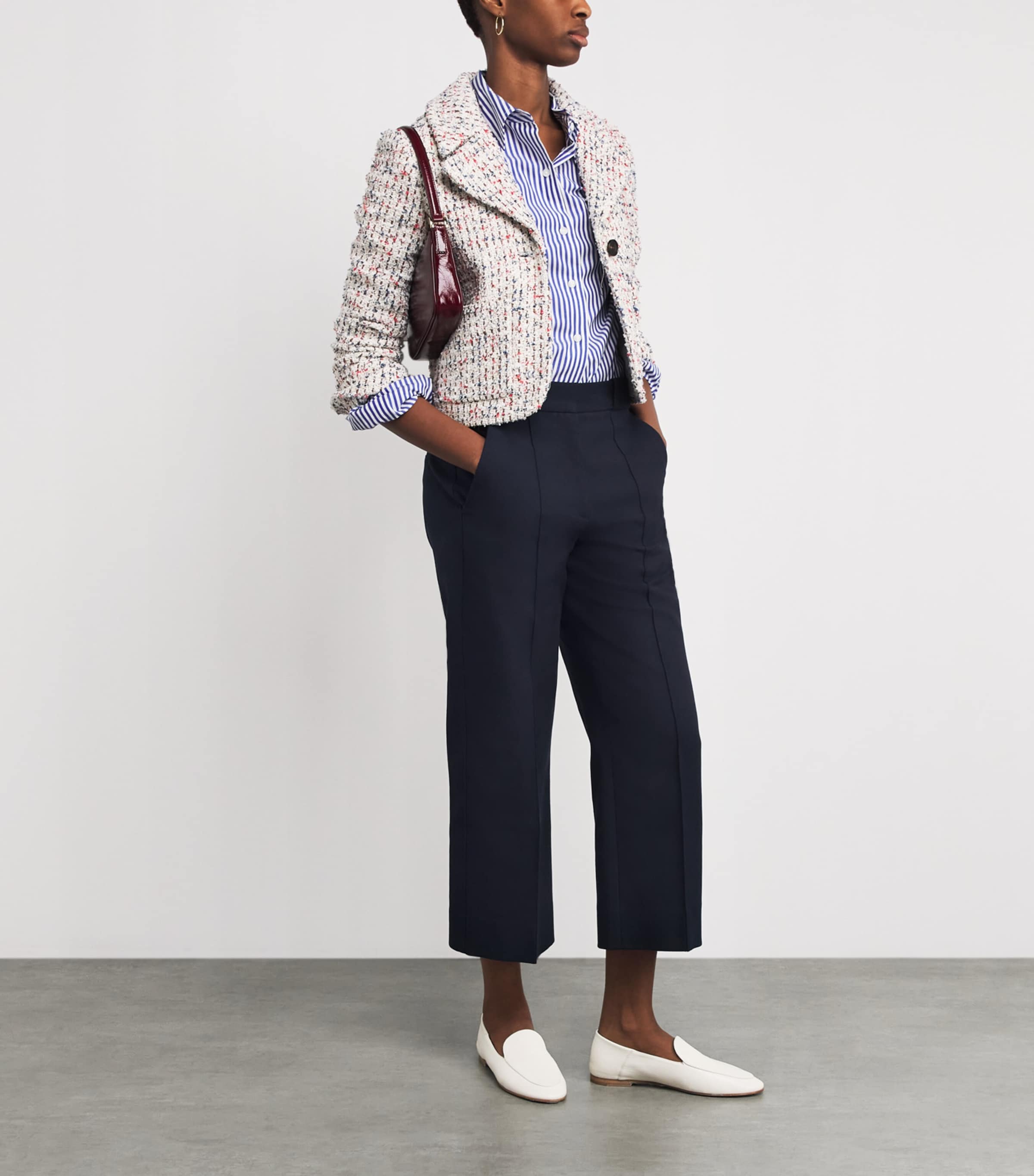 ME+EM Womens Cotton Cropped Trousers Navy Image 2