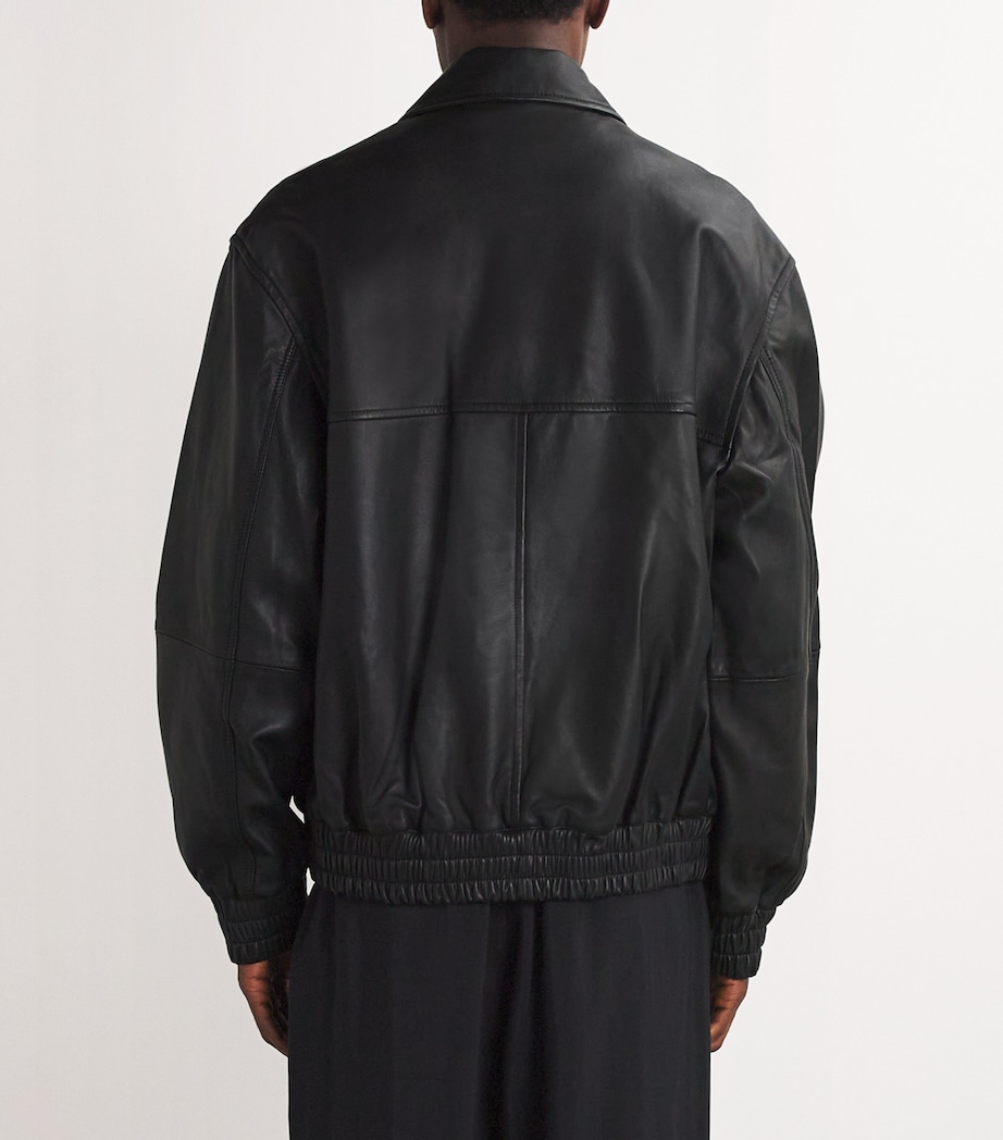 Leather Piston Bomber Jacket BLACK Image 4