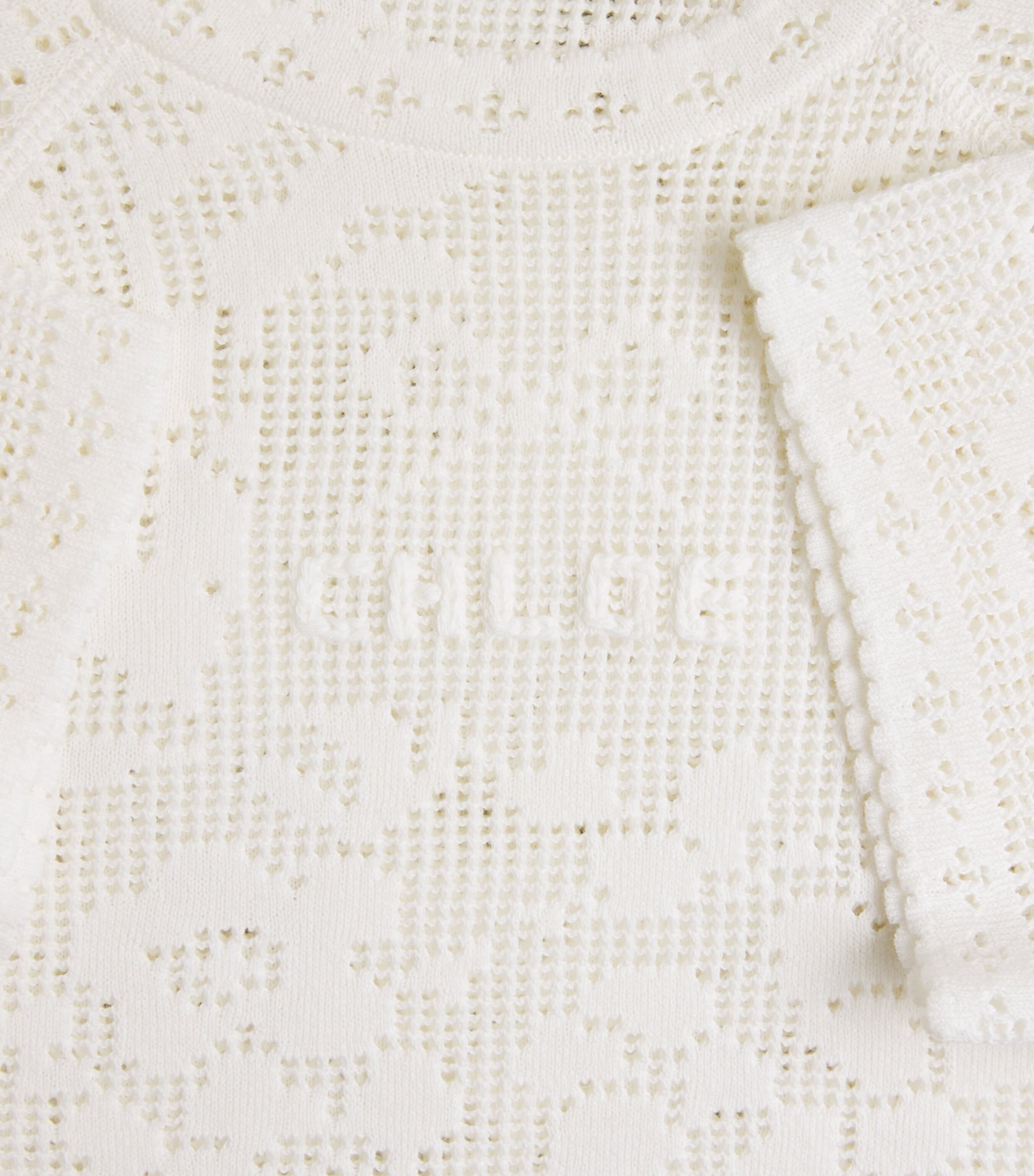 Chloé Womens Pointelle Knit Mini Dress White Image 2