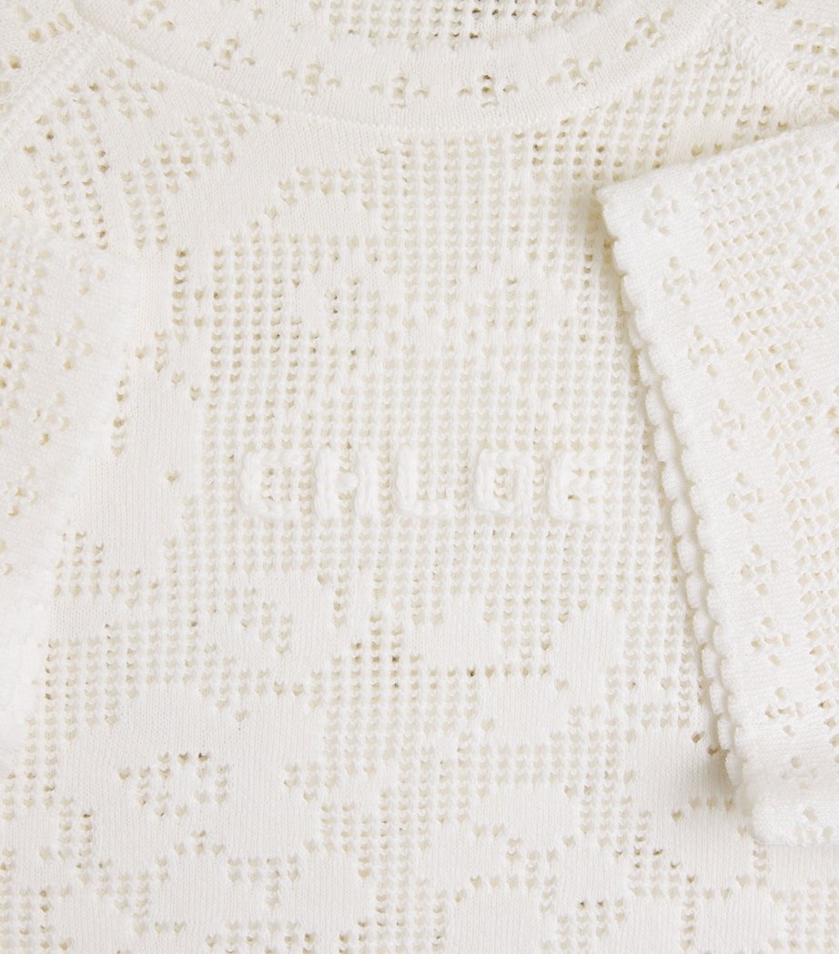 Chloé Womens Pointelle Knit Mini Dress White Image 2