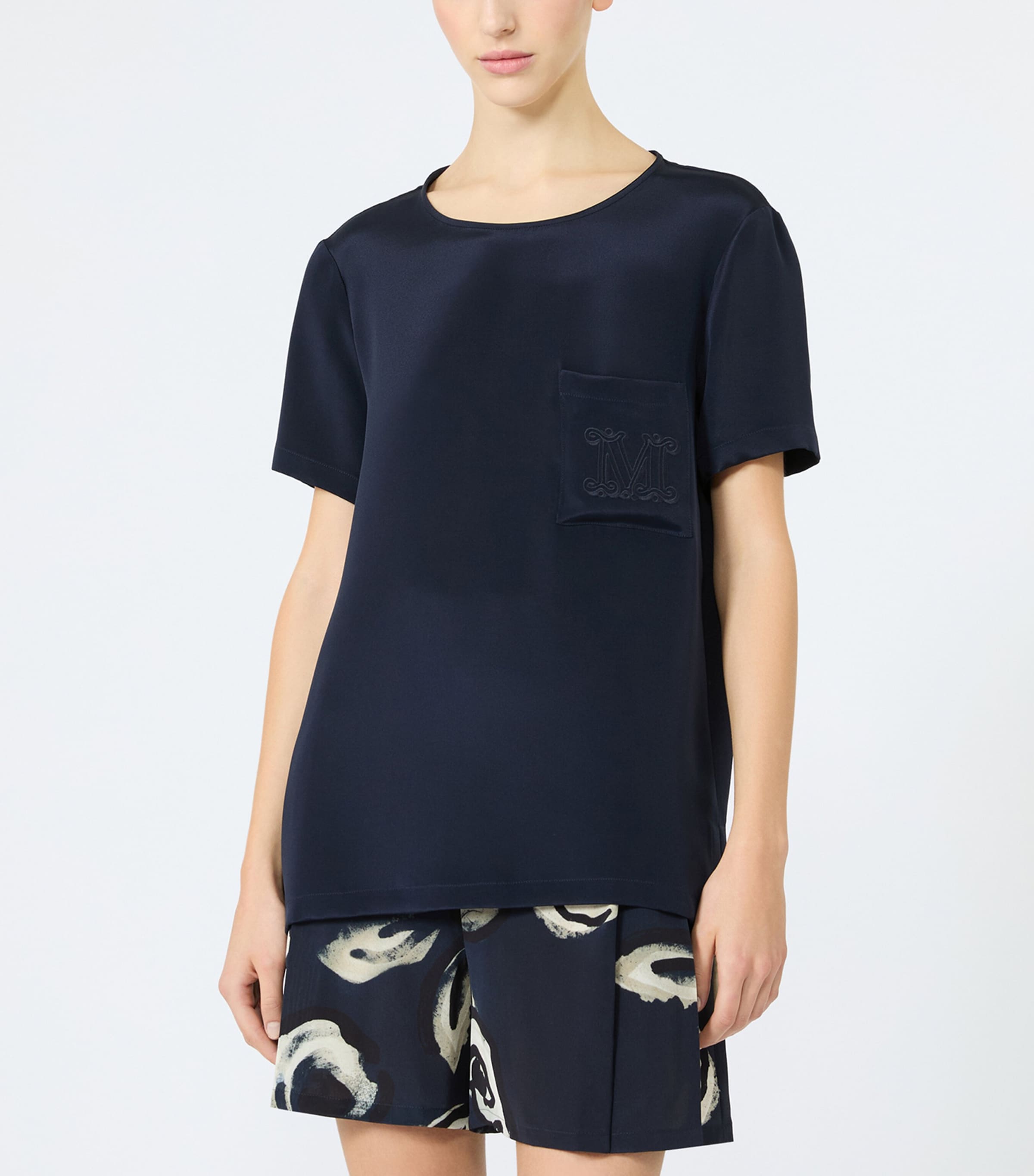 Max Mara Womens Silk Monogram Blouse Ultramarine Image 3