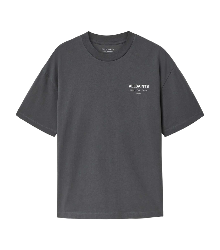 AllSaints Mens Organic Cotton Underground T-Shirt Dark Steel Blue Image 1
