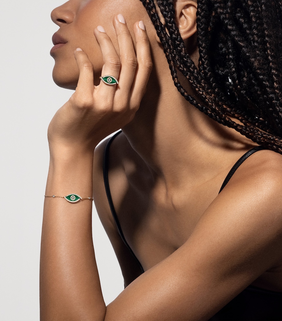 Messika Lucky Eye Yellow Gold and Malachite Bracelet (0.32ct) Yellow Gold Image 2