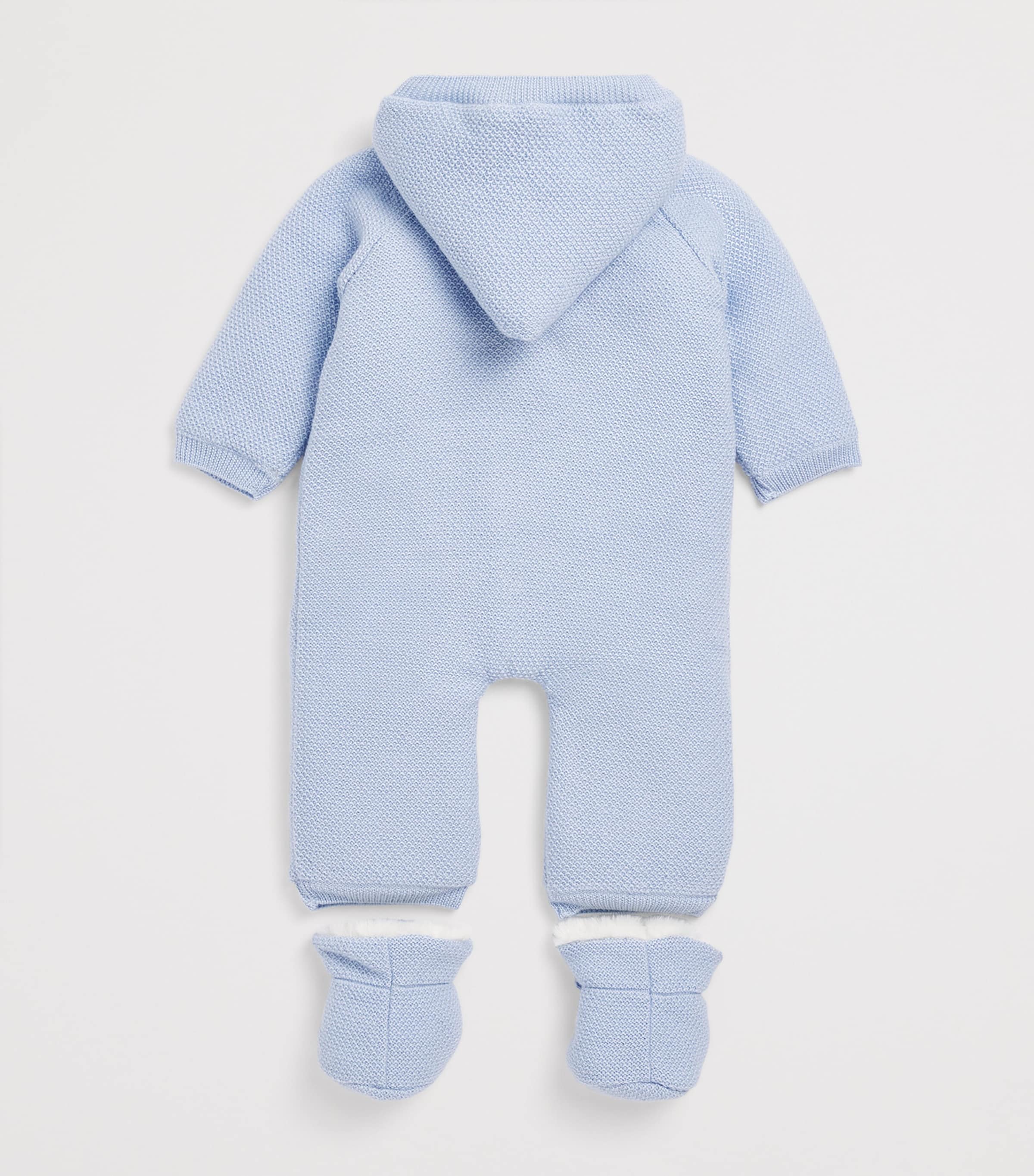Paz Rodriguez Virgin Wool Snowsuit and Booties Set (1-12 Months) Light Blue Image 2