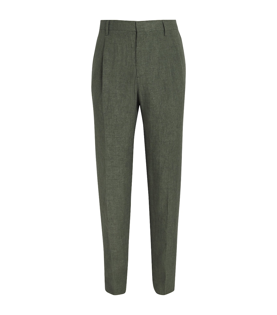 Linen Pleated Trousers GNGC-HUNTER GREEN Image 1
