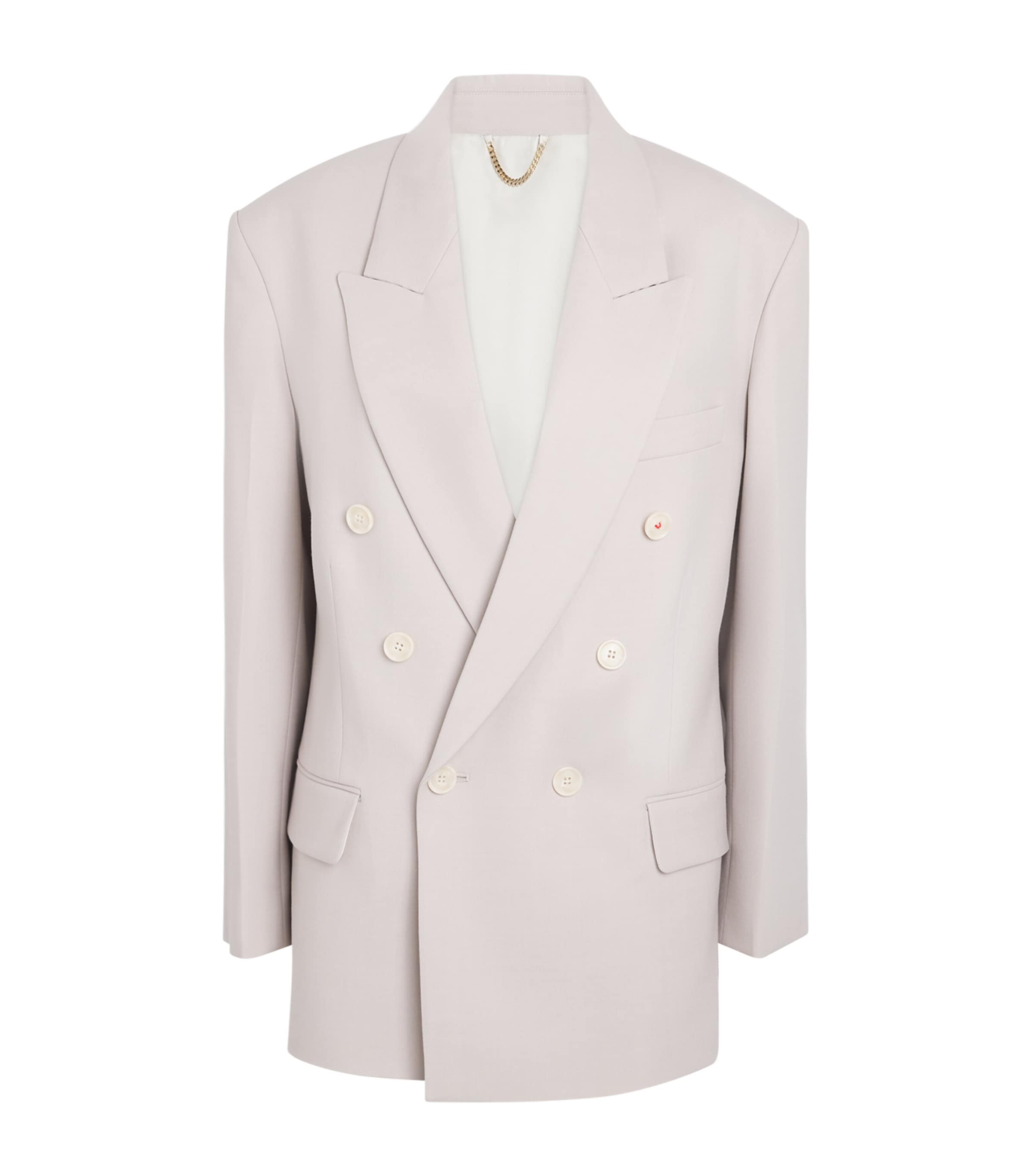 Victoria Beckham Double-breasted Jacket With Notched Lapels And Flap Pockets In Pink