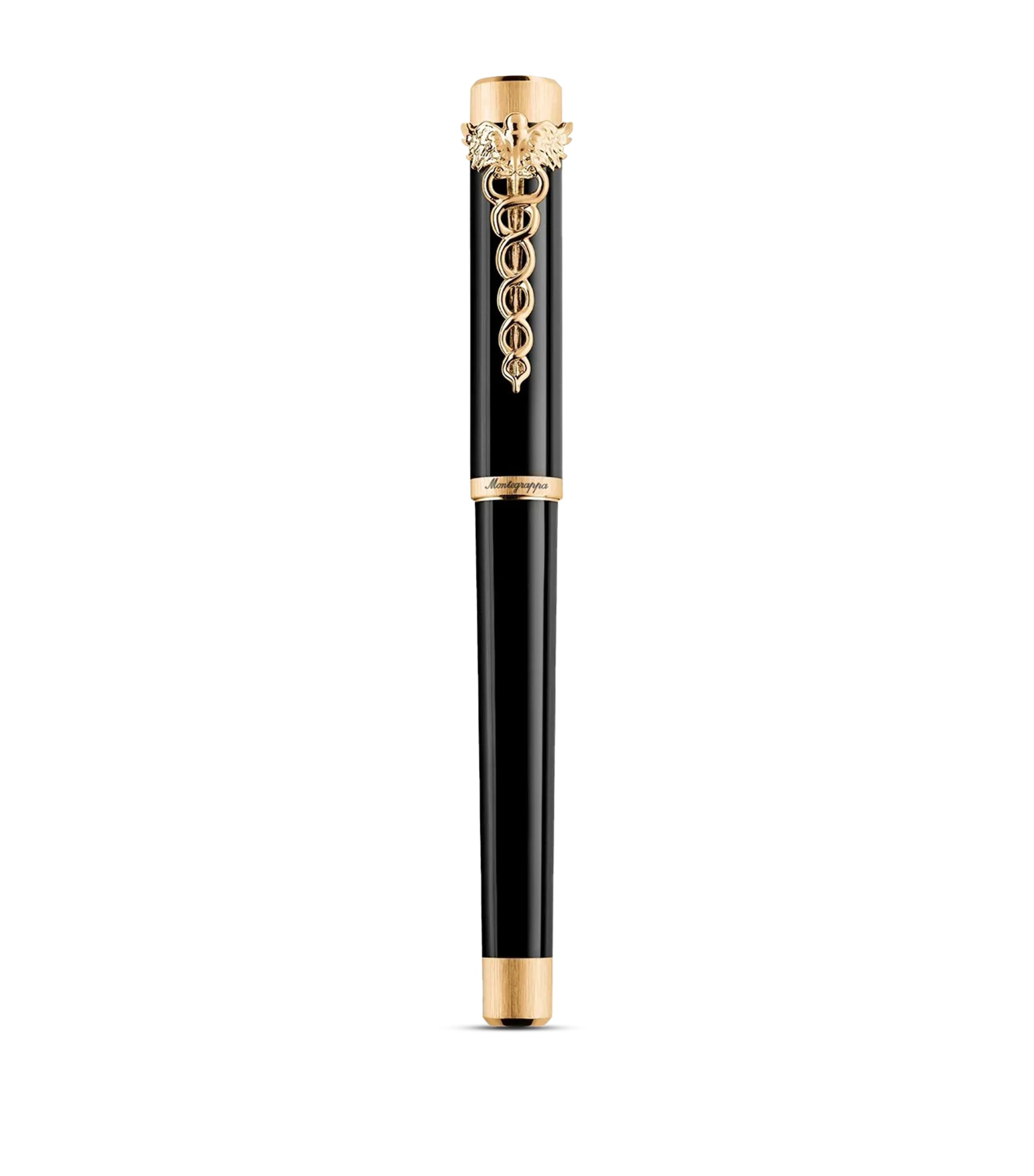 Montegrappa Zero Caduceus Rollerball Pen Black/yellow Gold Image 2