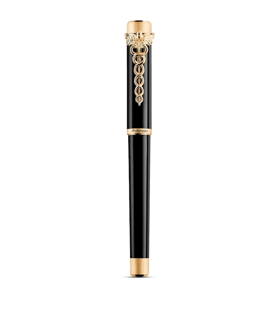Montegrappa Zero Caduceus Rollerball Pen Black/yellow Gold Image 2