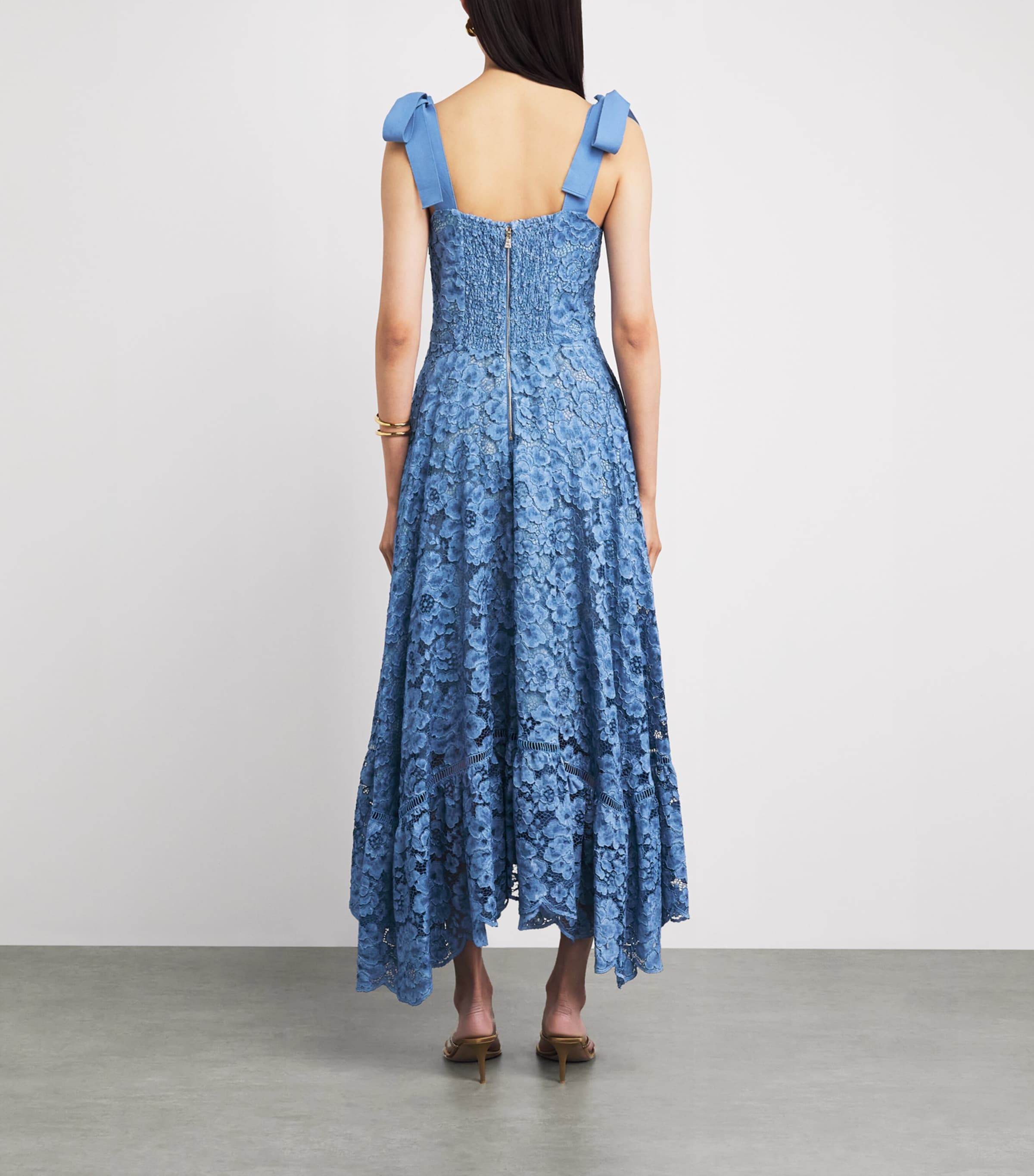 Alice+Olivia Womens Lace Rosalee Midi Dress Indigo Image 4