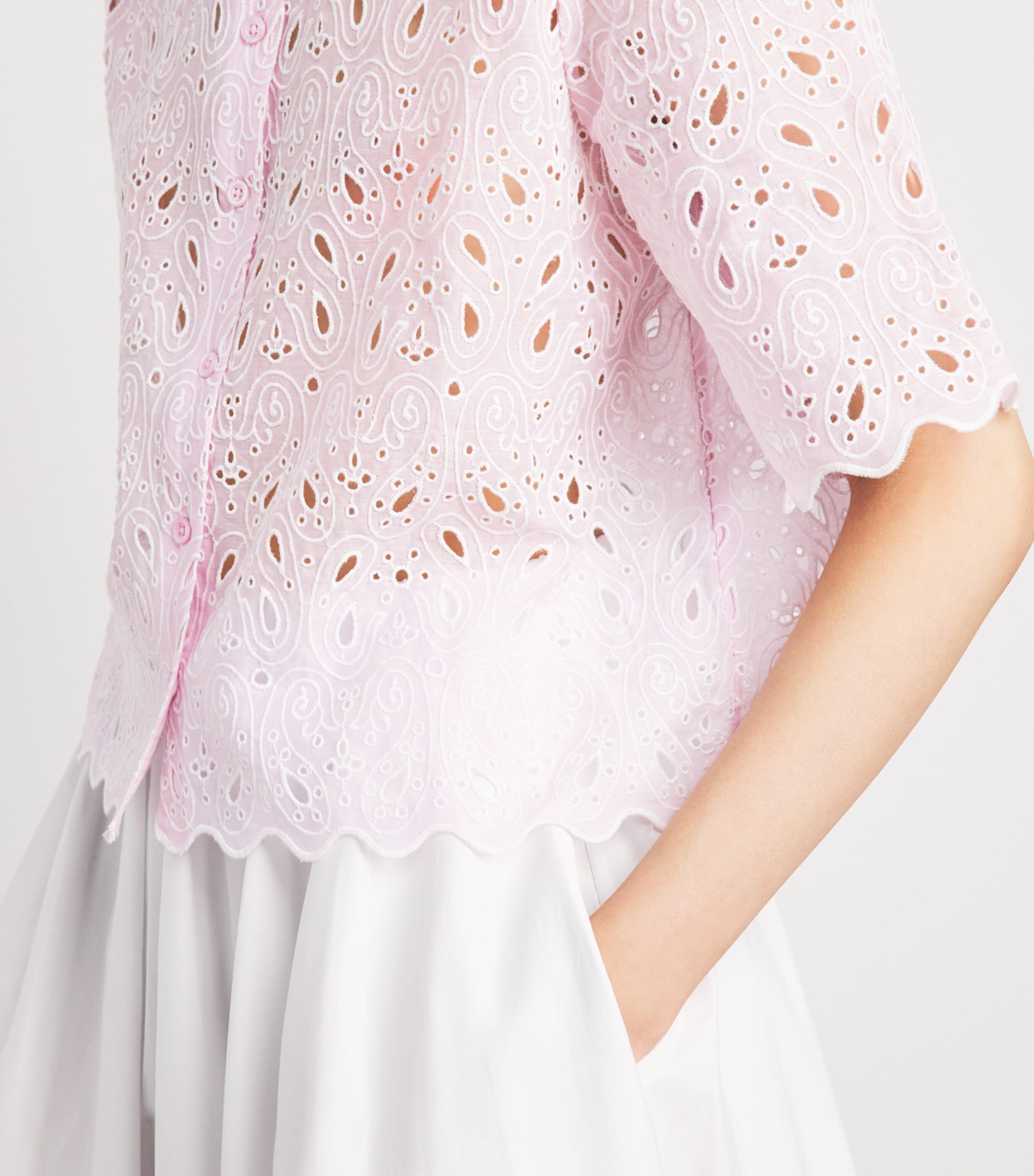 FRAME Womens The Paisley Eyelet Shirt Bubble Gum Image 3