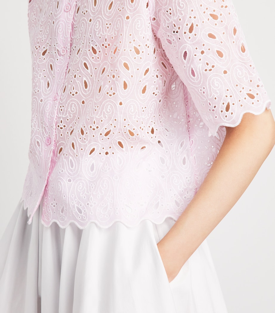 FRAME Womens The Paisley Eyelet Shirt Bubble Gum Image 3