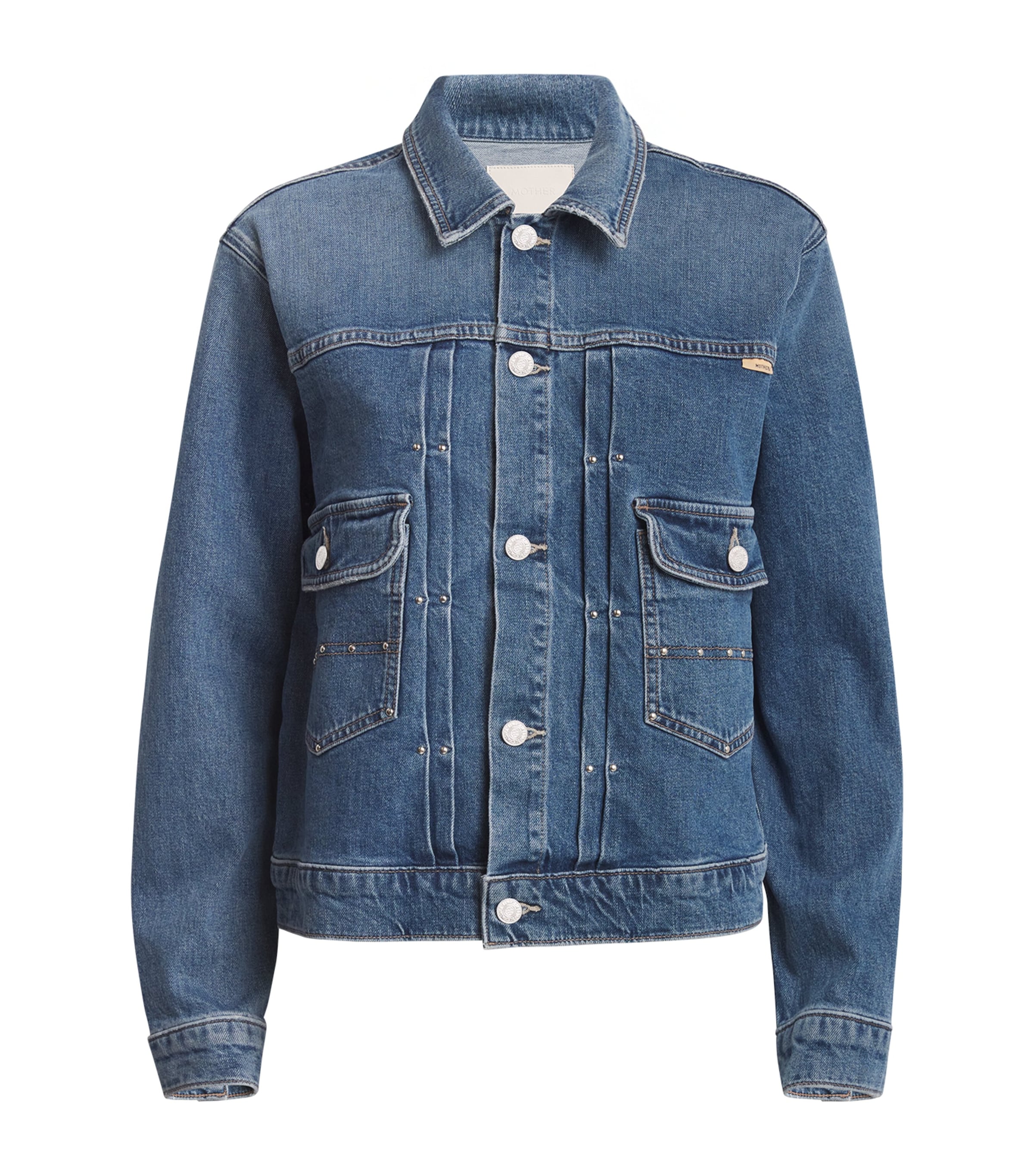 Mother Studded Duo Denim Jacket In Blue