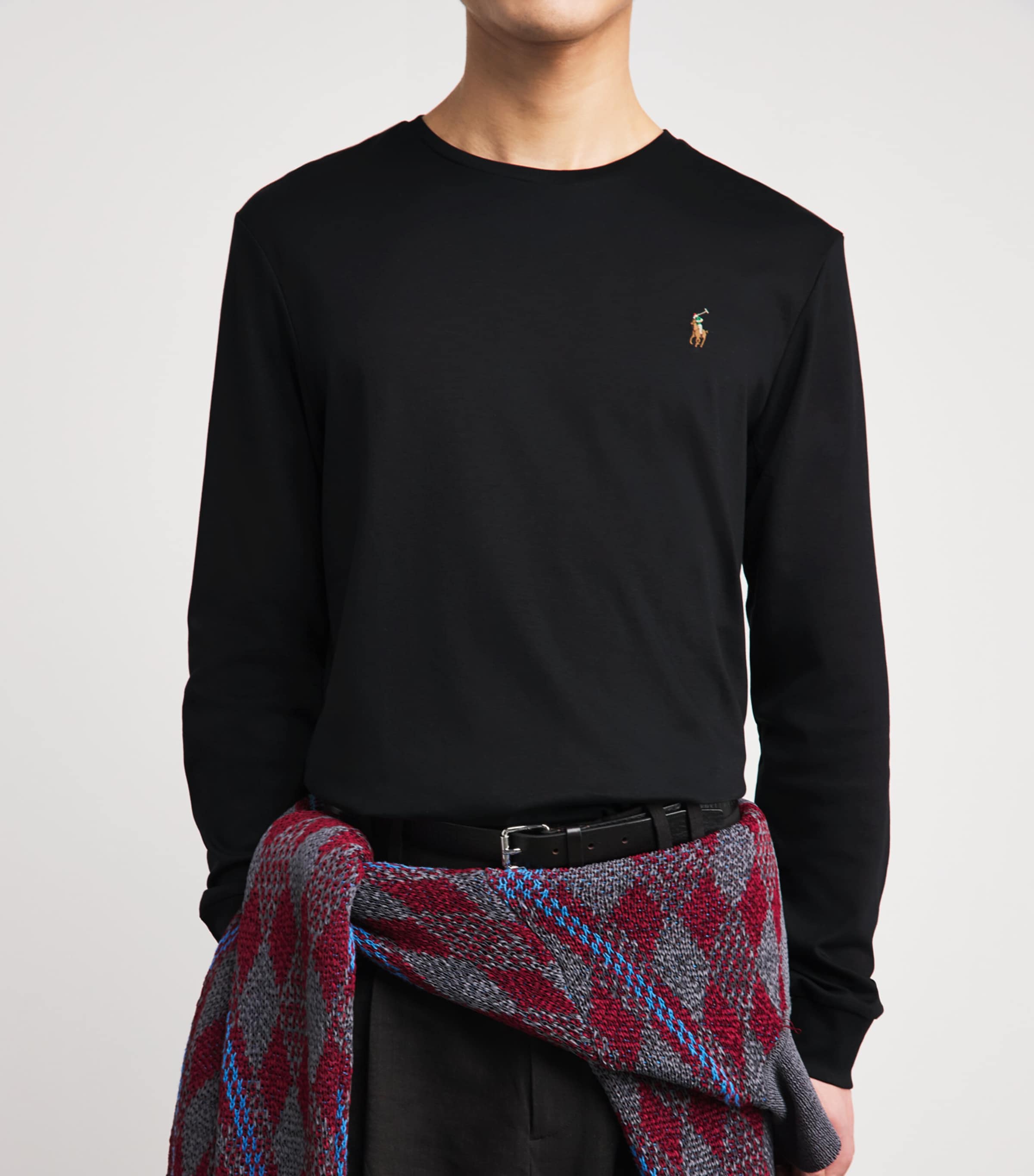 Polo Ralph Lauren Mens Pima Cotton Long-Sleeved T-Shirt Black Image 3