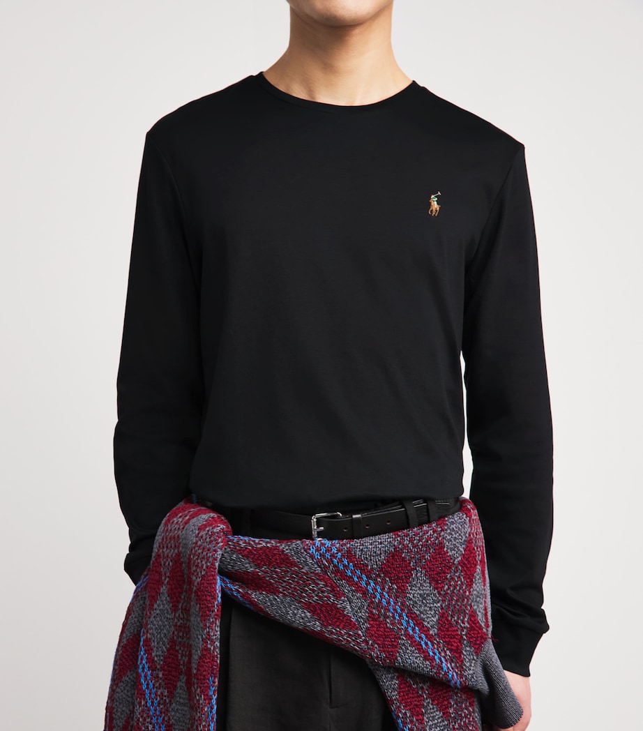 Polo Ralph Lauren Mens Pima Cotton Long-Sleeved T-Shirt Black Image 3