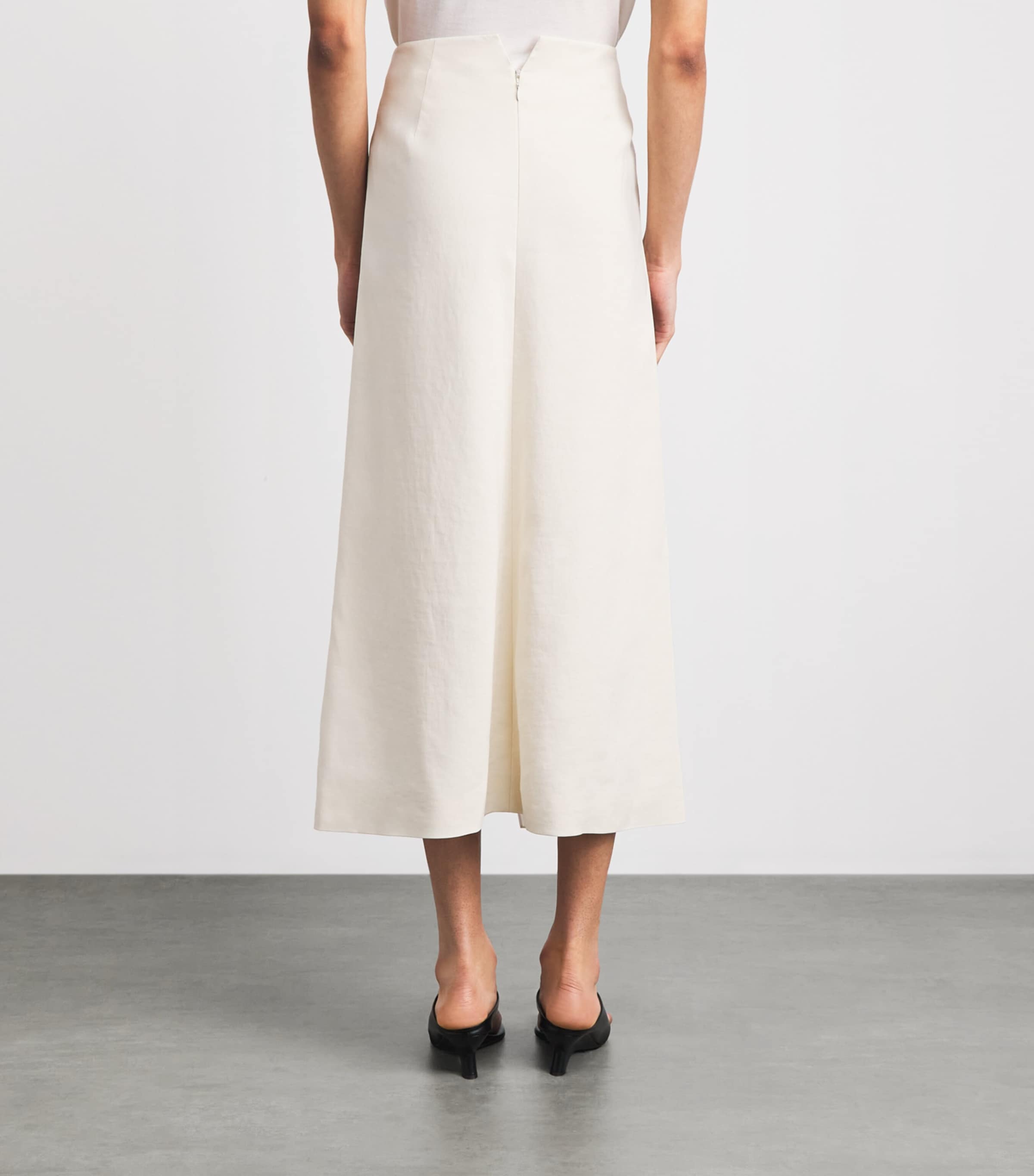 Khaite Womens Double-Layered Midi Skirt Cream Image 5