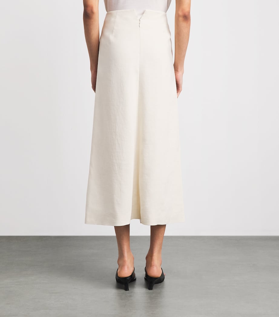 Khaite Womens Double-Layered Midi Skirt Cream Image 5