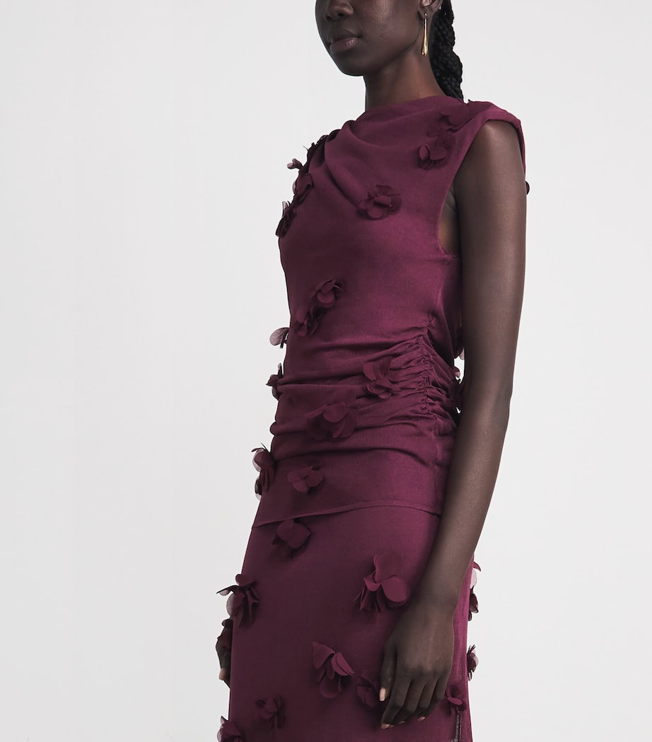 Simkhai Womens Floral Appliqué Tessa Top Fig Image 4