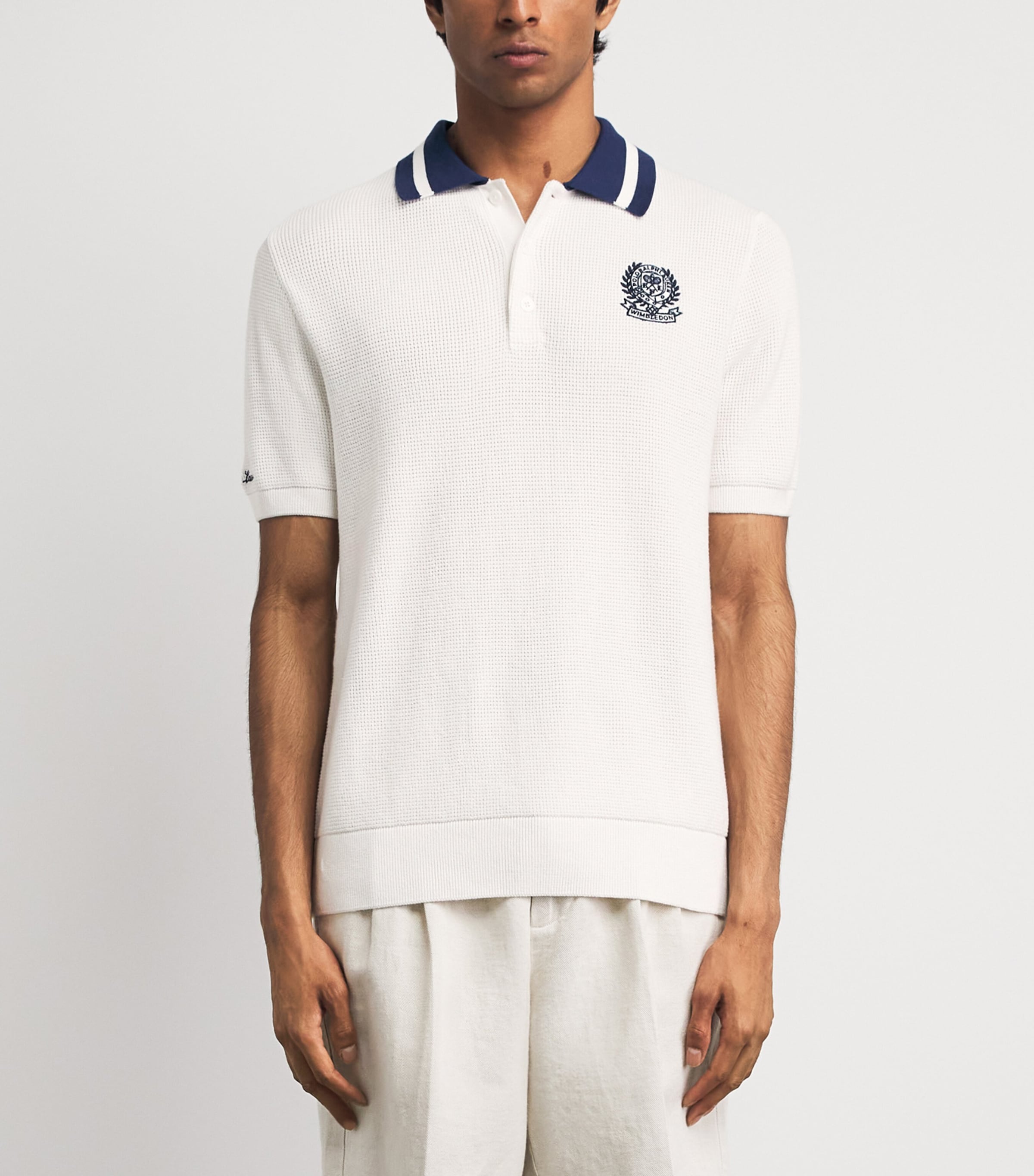 Polo Ralph Lauren White x Wimbledon Cotton Waffle-Knit Polo Shirt