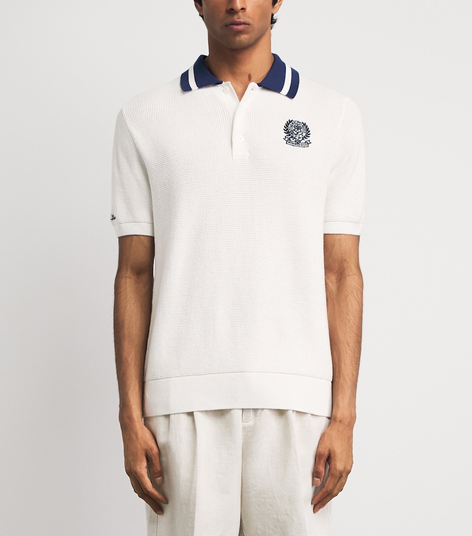 Polo Ralph Lauren Mens x Wimbledon Cotton Waffle-Knit Polo Shirt Classic Oxford White Image 4