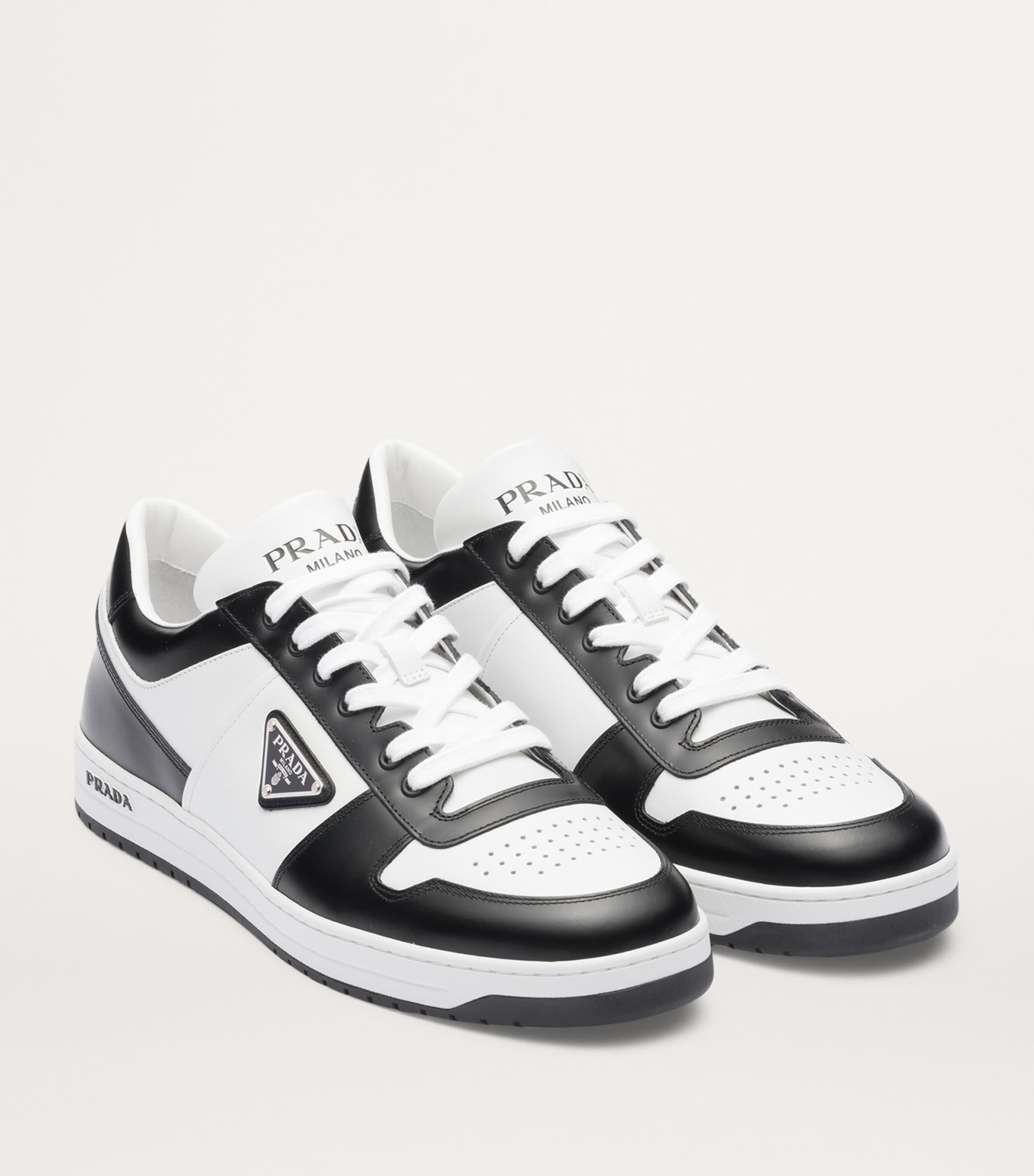Prada Leather Downtown Sneakers | Harrods UK