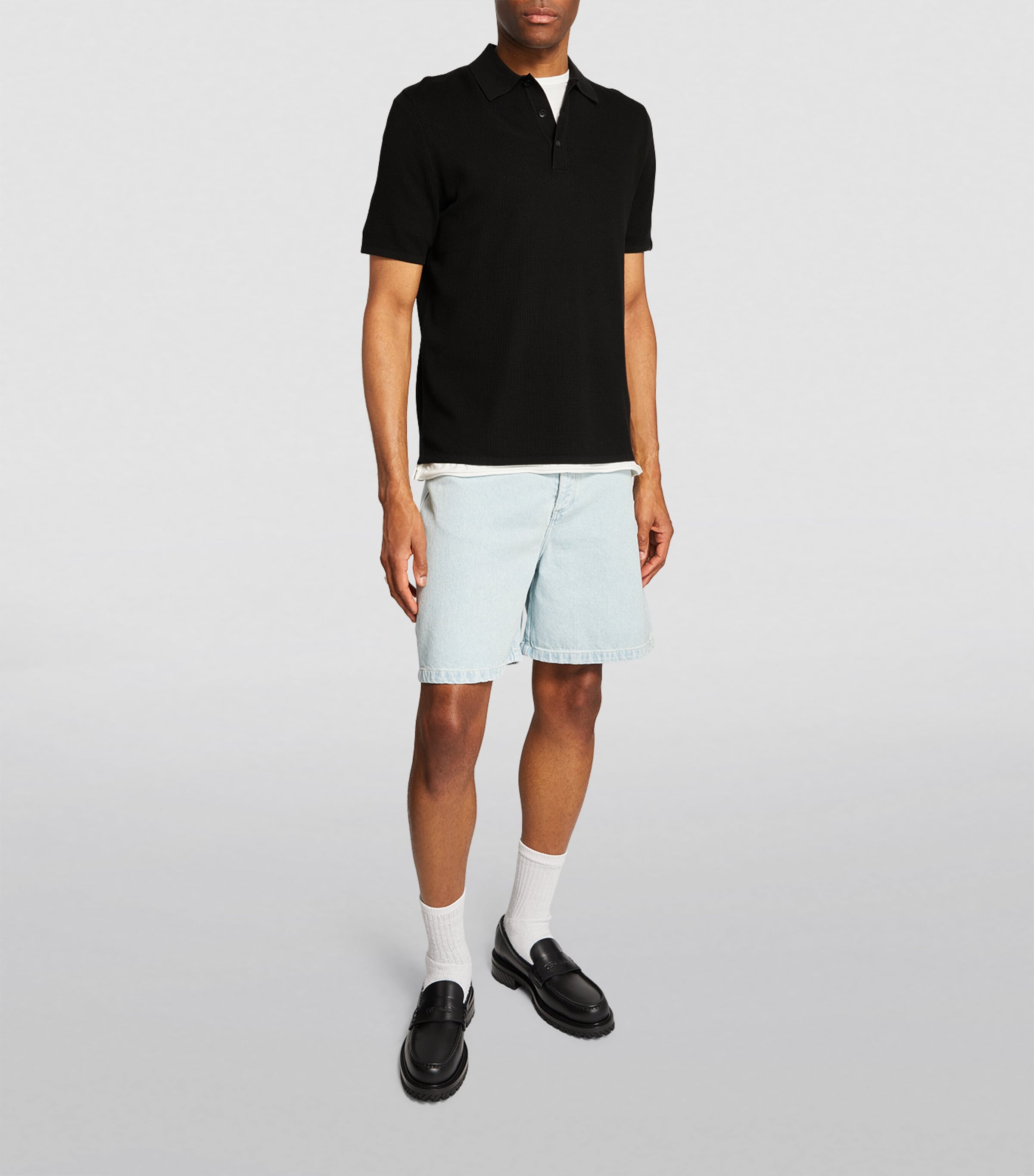 Rag & Bone Mens Mesh Harvey Polo Shirt Blk Image 2