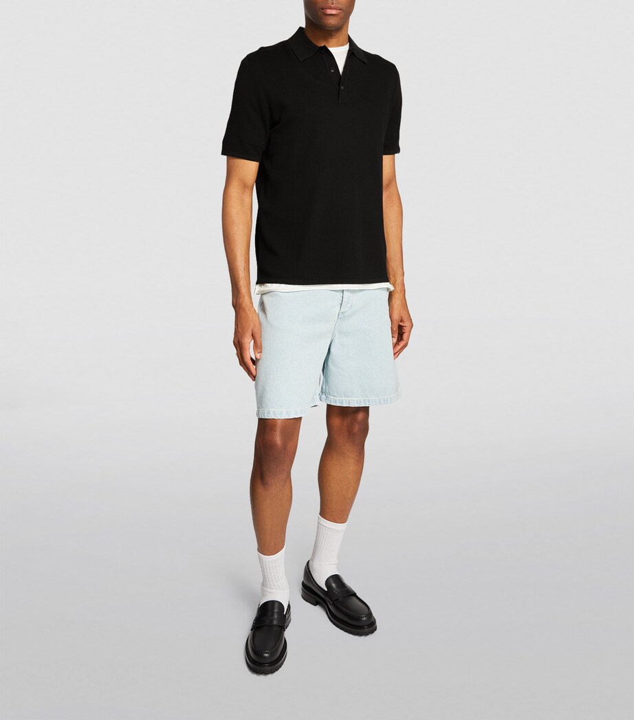 Rag & Bone Mens Mesh Harvey Polo Shirt Blk Image 2