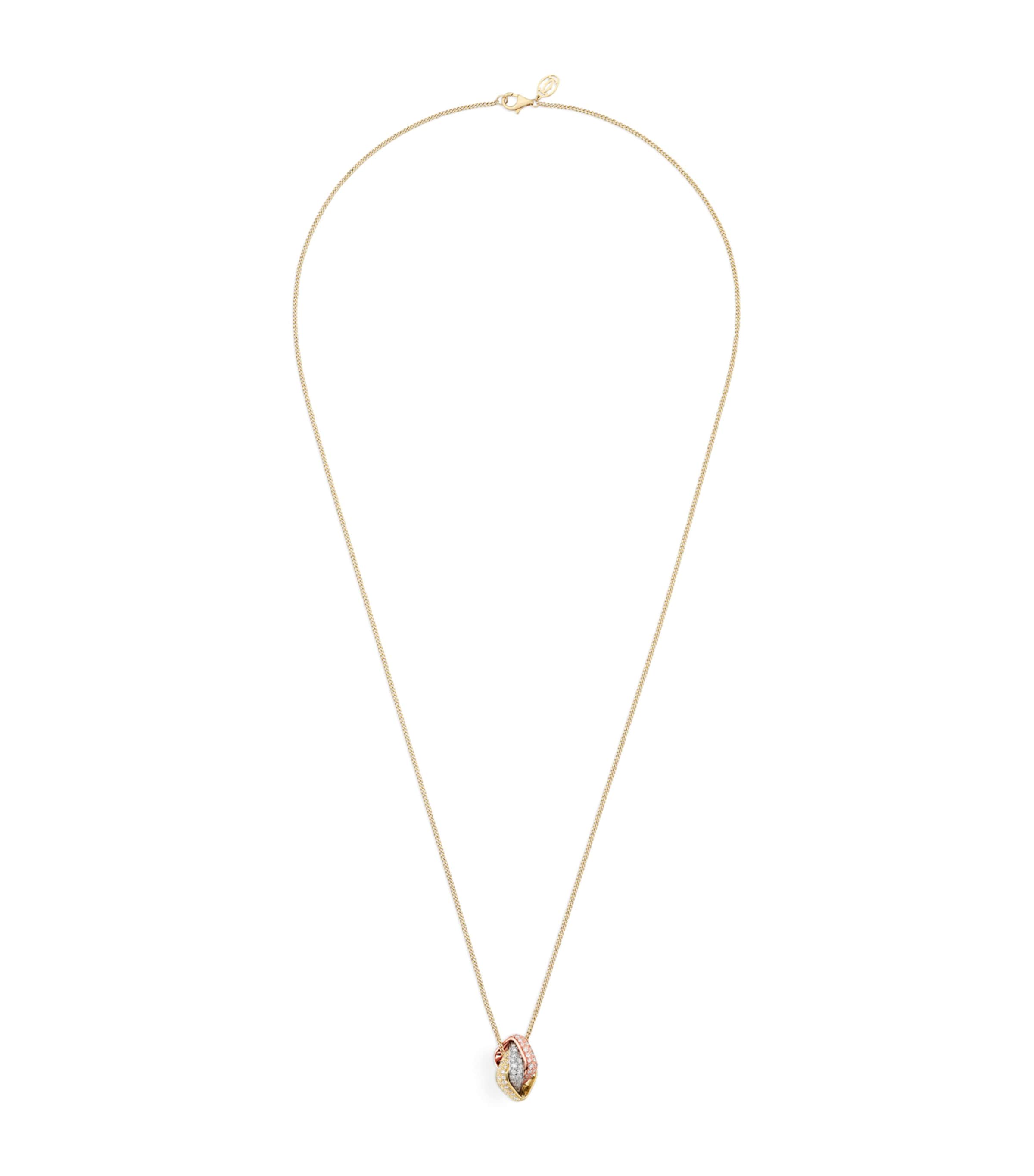 Mixed Gold and Diamond Trinity Cushion Pendant Necklace YLLW/ROSE/WHITE GOLD Image 1