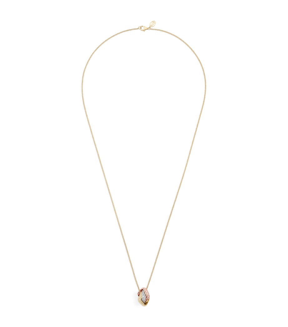 Mixed Gold and Diamond Trinity Cushion Pendant Necklace YLLW/ROSE/WHITE GOLD Image 1