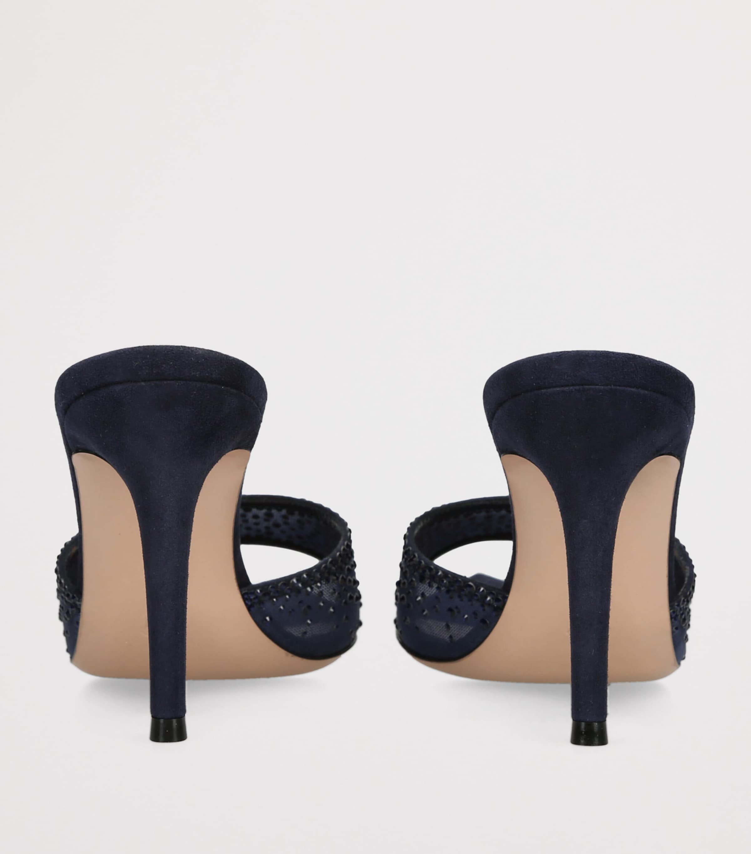 Gianvito Rossi Suede Embellished Rania Mules 85 Denim Image 4