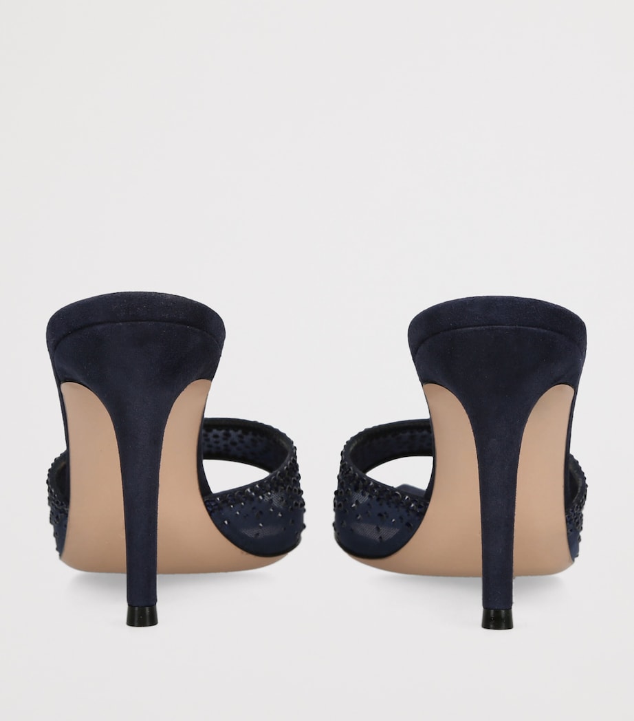 Gianvito Rossi Suede Embellished Rania Mules 85 Denim Image 4