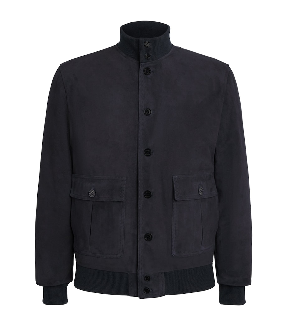 Valstar Mens Suede Valstarino Bomber Jacket Dark Blue Image 1