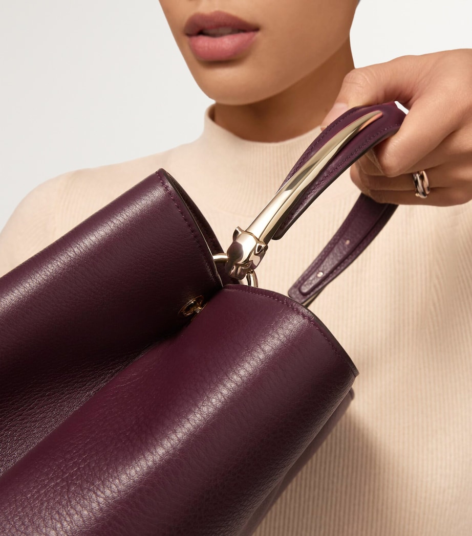 Medium Calfskin Panthère de Cartier Top-Handle Bag PLUM Image 7