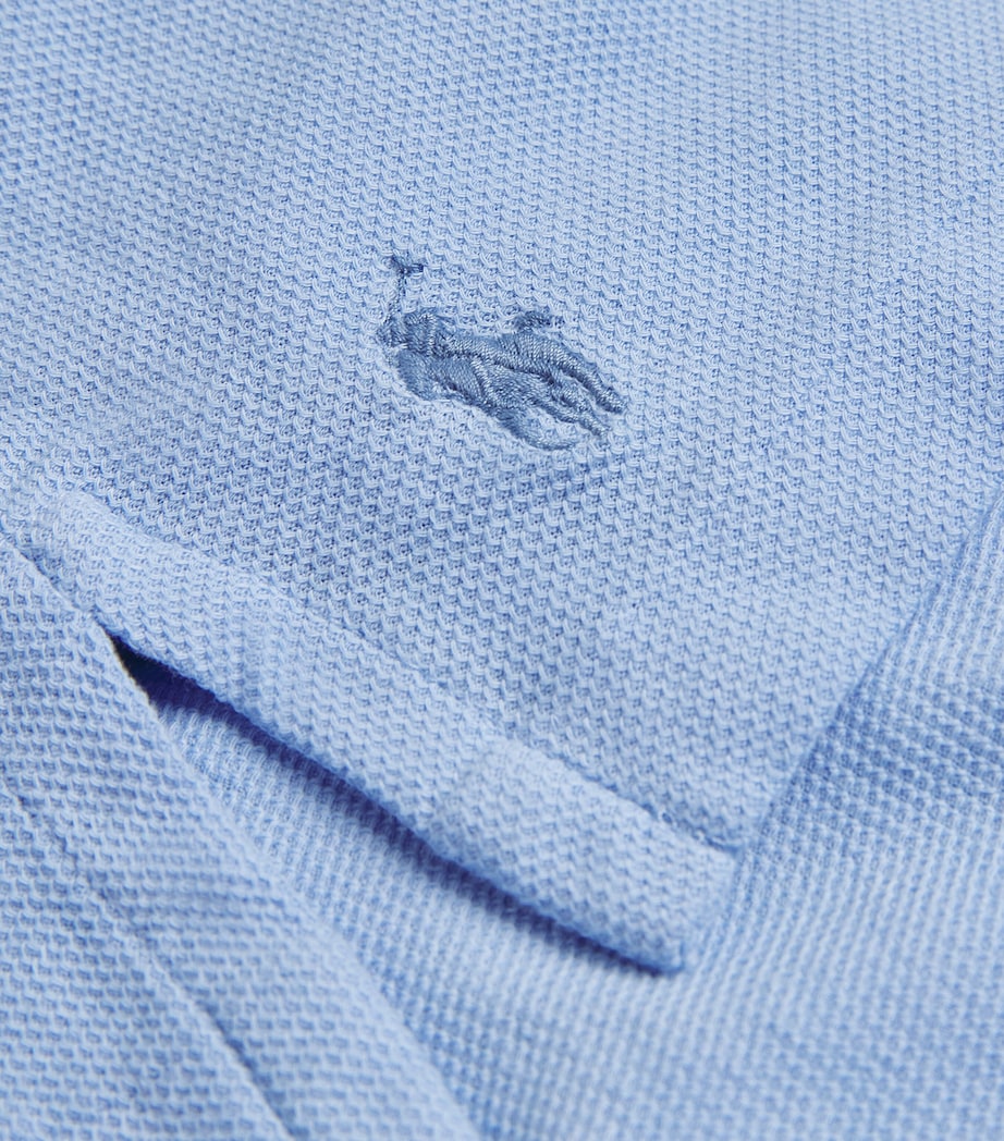 Cotton Mesh Honeycomb Polo Shirt BLUE Image 5